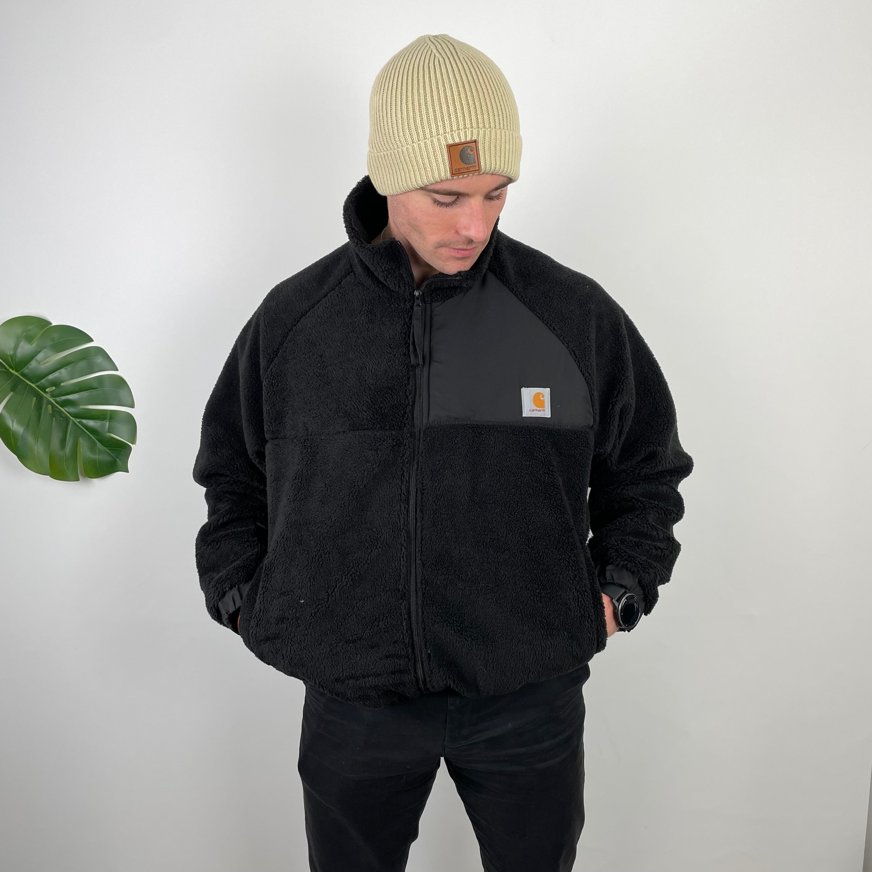 Carhartt Black Teddy Bear Sherpa Fleece Zip Up Jacket (L)