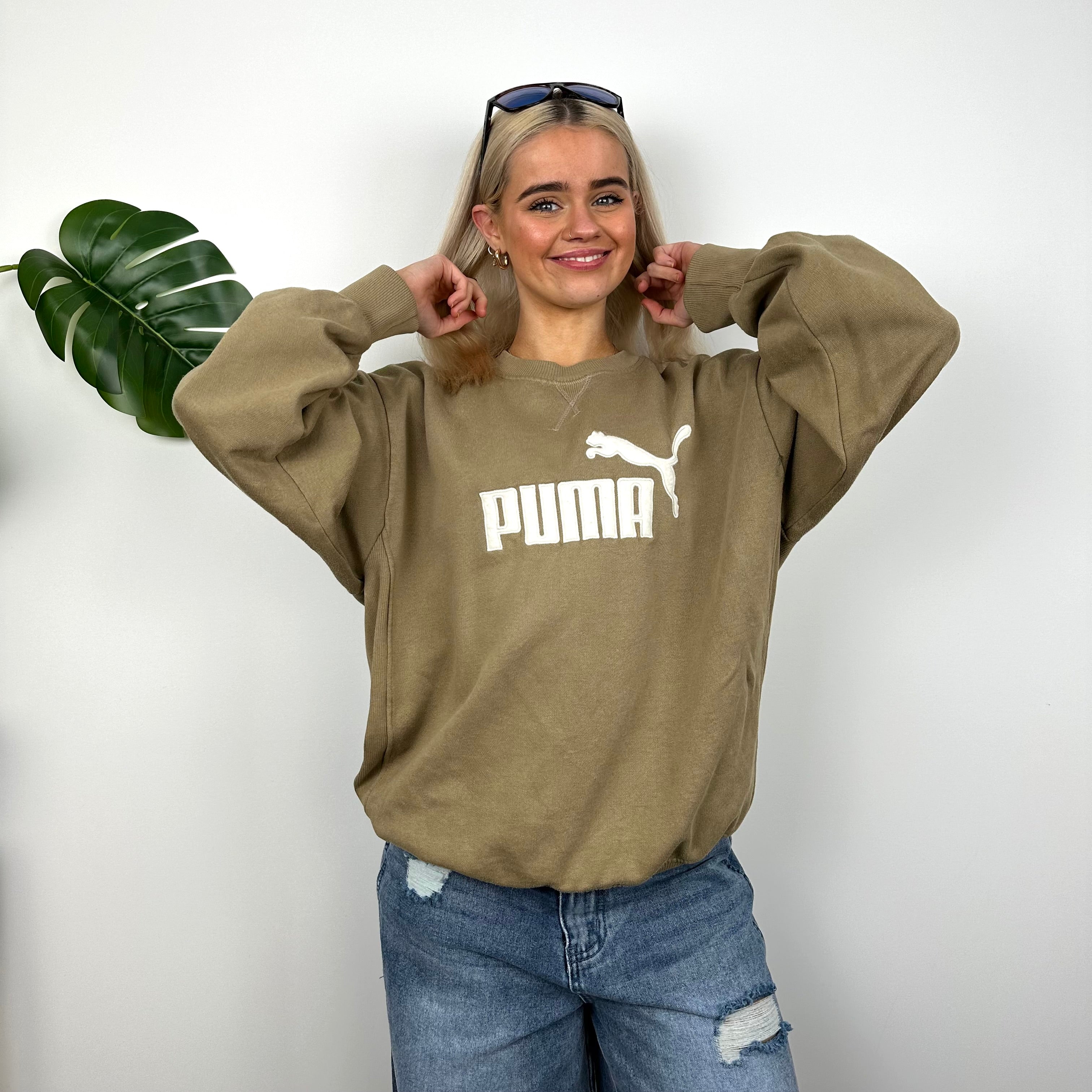 Puma Caramel Embroidered Spell Out Sweatshirt (M)