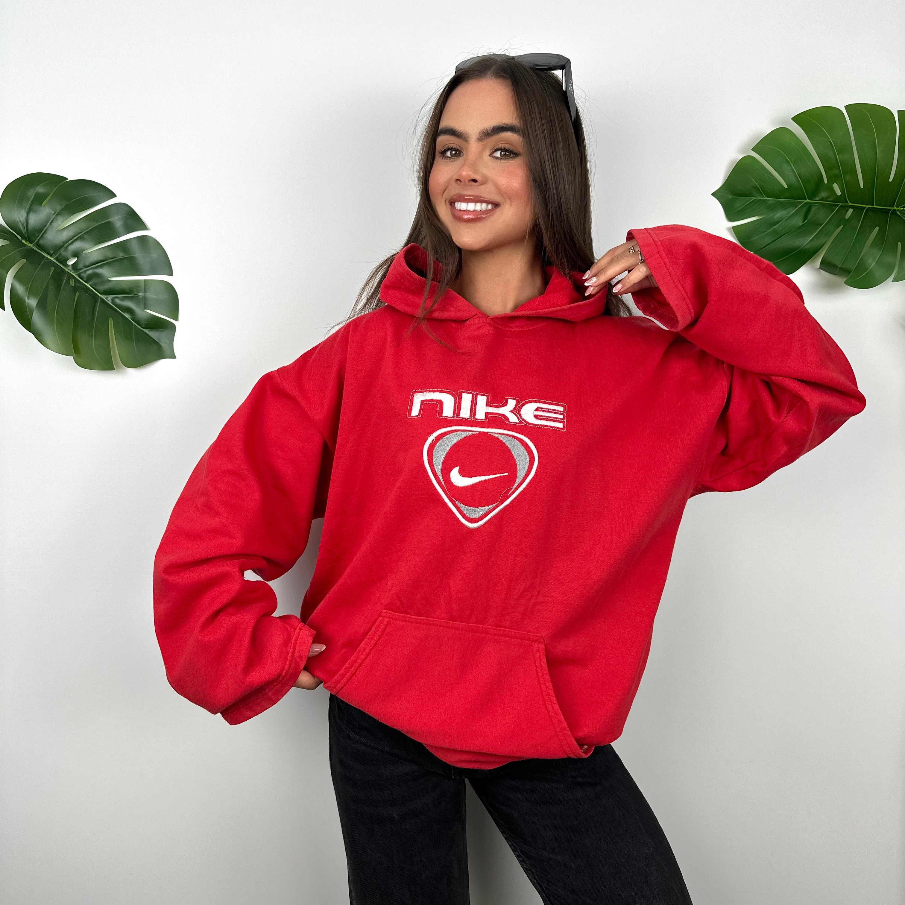 Nike Red Embroidered Spell Out Hoodie (L)