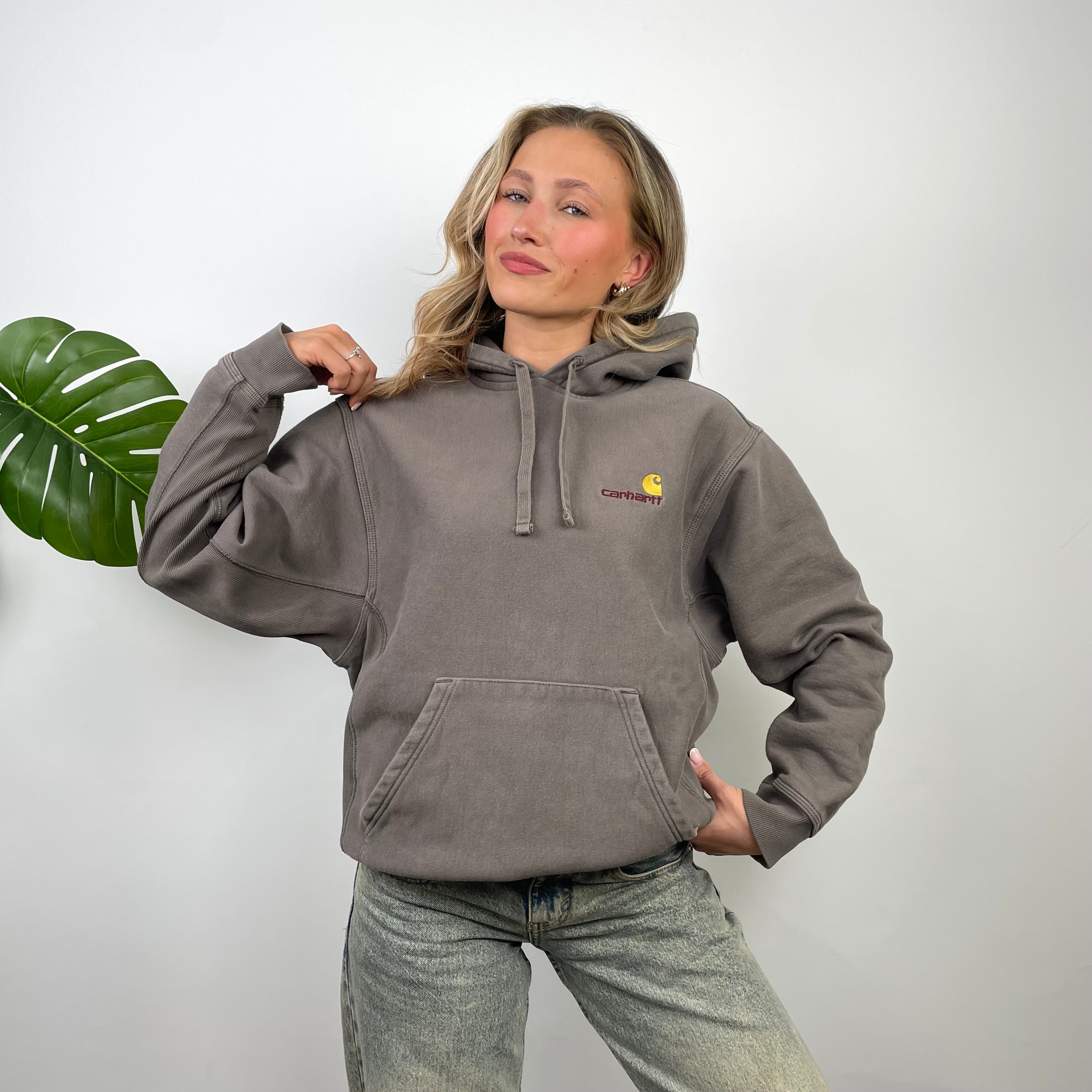 Carhartt RARE Brown Embroidered Logo Hoodie (M)