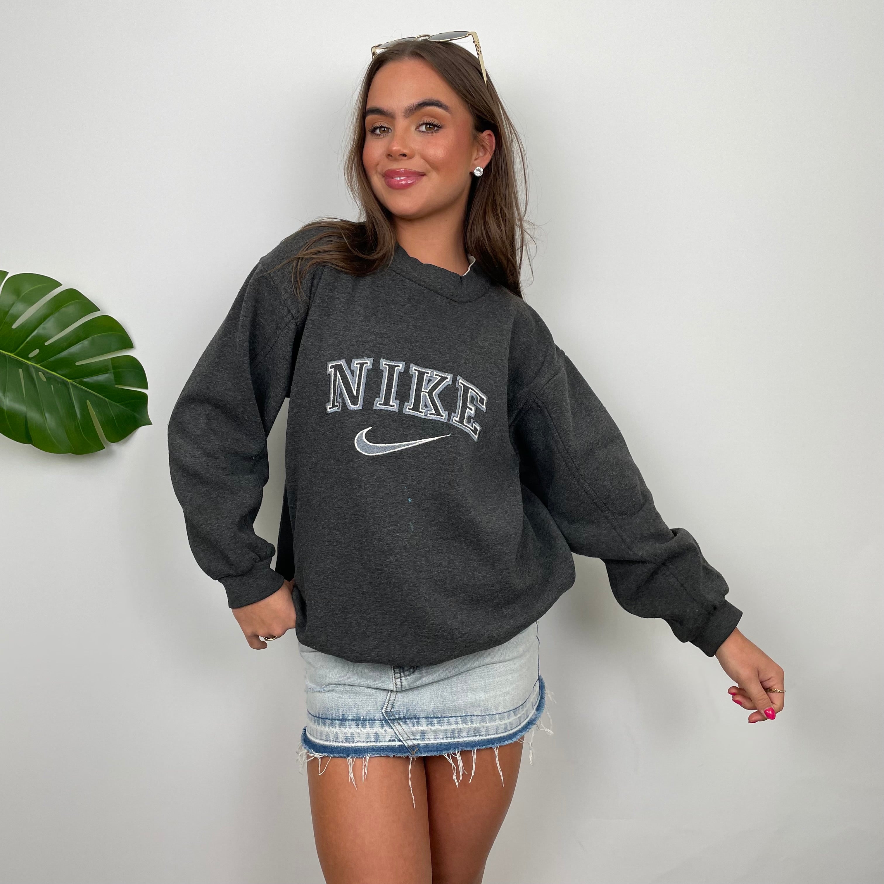 Nike Grey Embroidered Spell Out Sweatshirt (S)