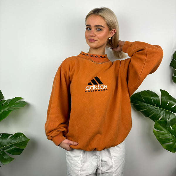 Adidas Equipment RARE Orange Embroidered Spell Out Sweatshirt (M)