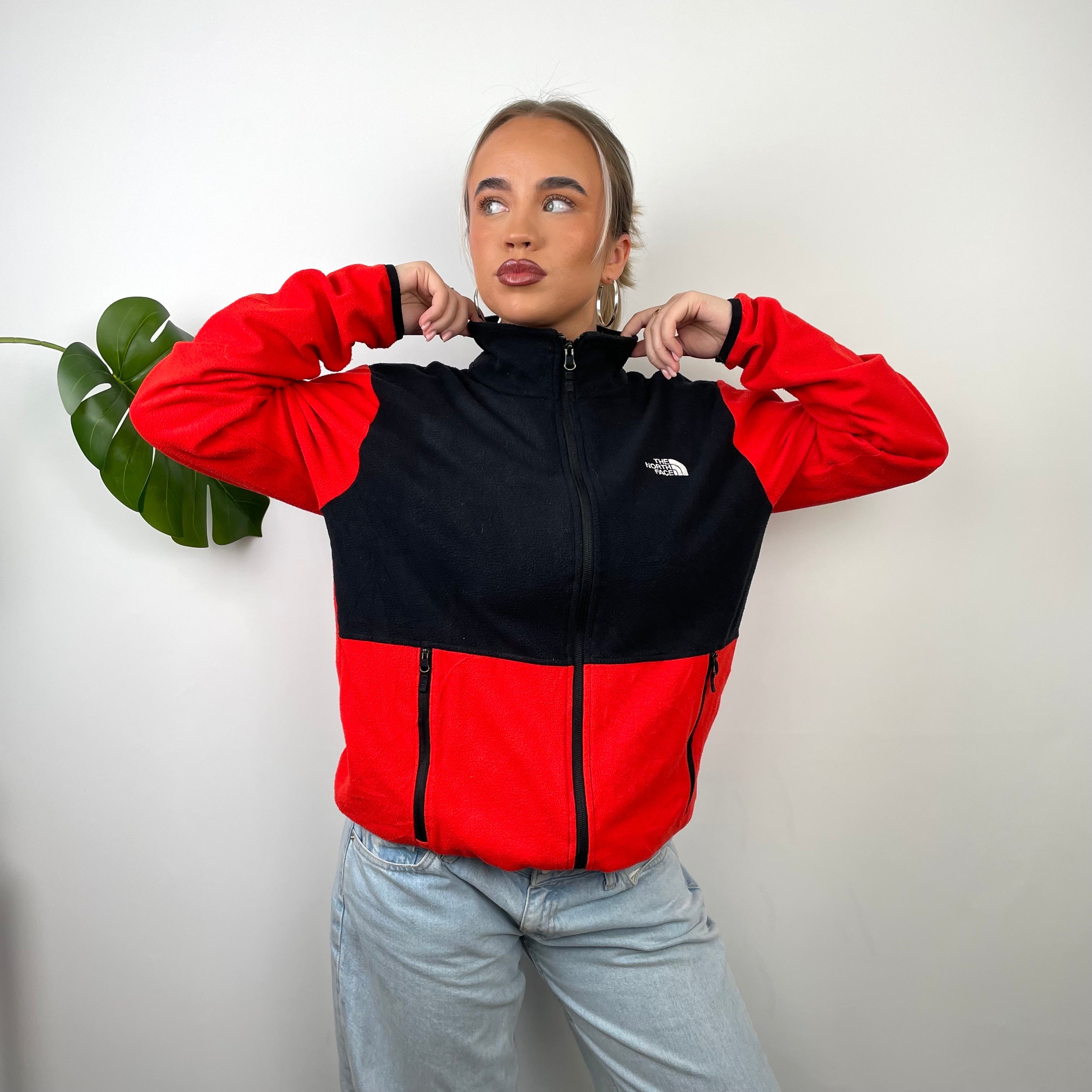 North Face Red Denali Teddy Bear Fleece Zip Up Jacket (XL)