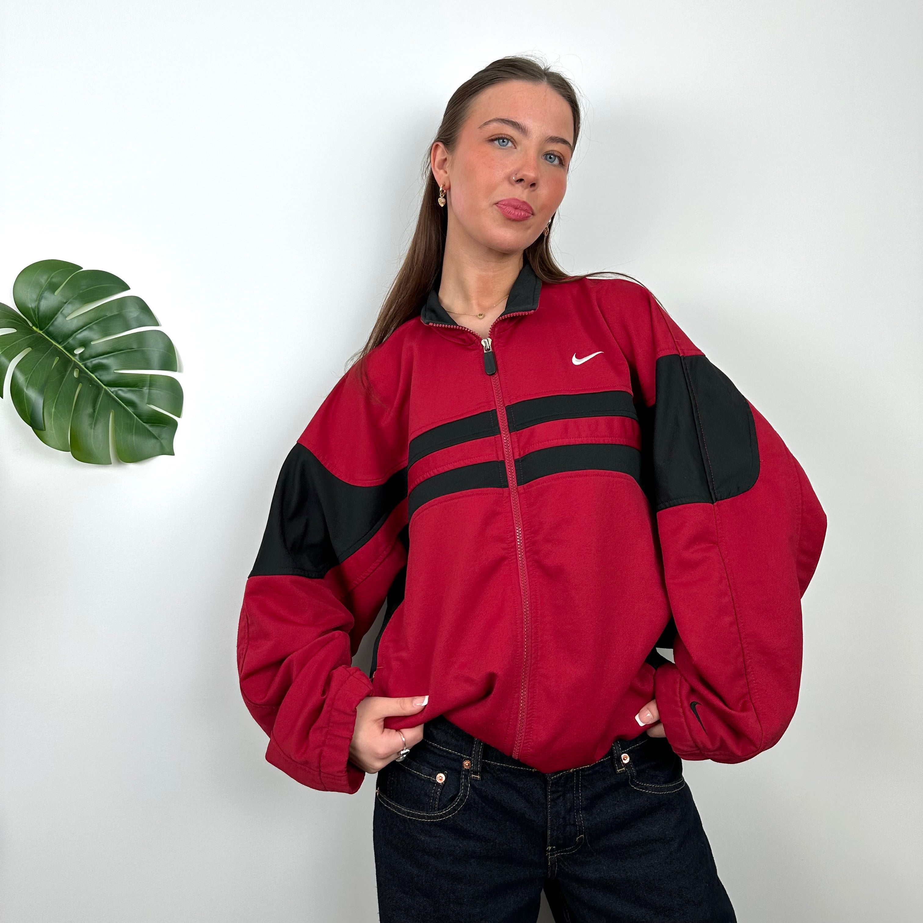 Nike Black & Red Embroidered Spell Out Track Jacket (M)