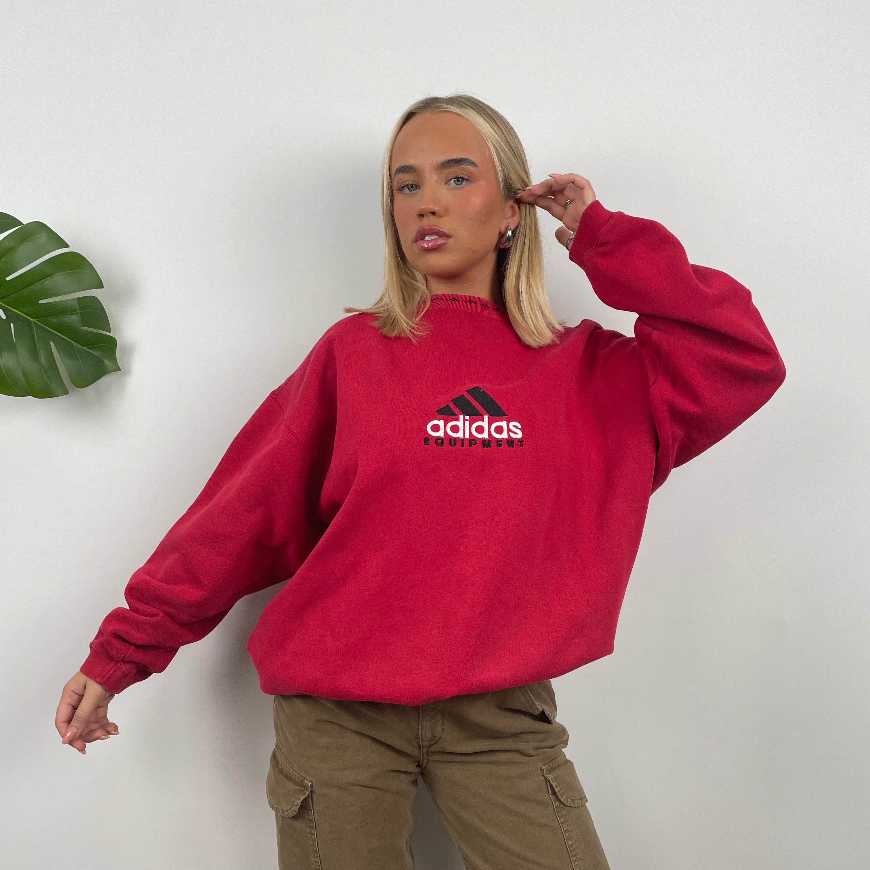 Adidas Equipment RARE Red Embroidered Spell Out Sweatshirt (XL)