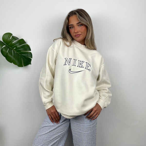 Nike White Embroidered Spell Out Sweatshirt (M)