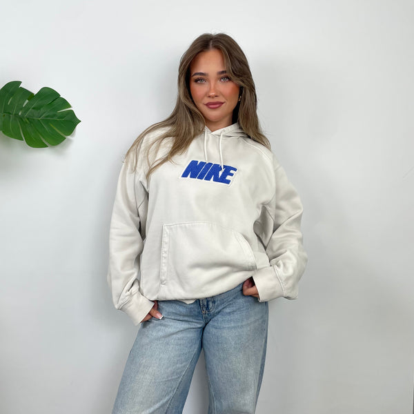 Nike White Embroidered Spell Out Hoodie (M)