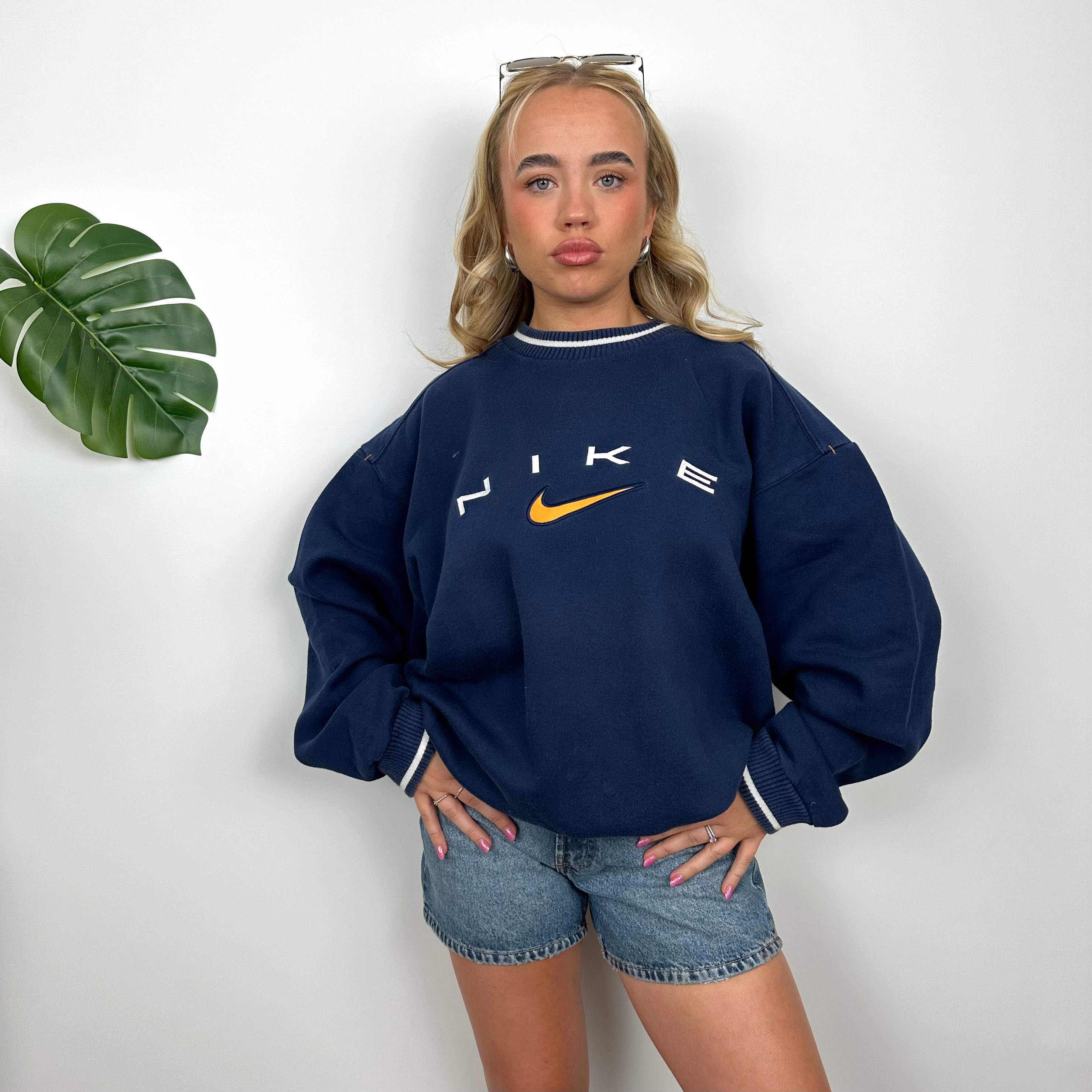 Nike Navy Embroidered Spell Out Sweatshirt (L)