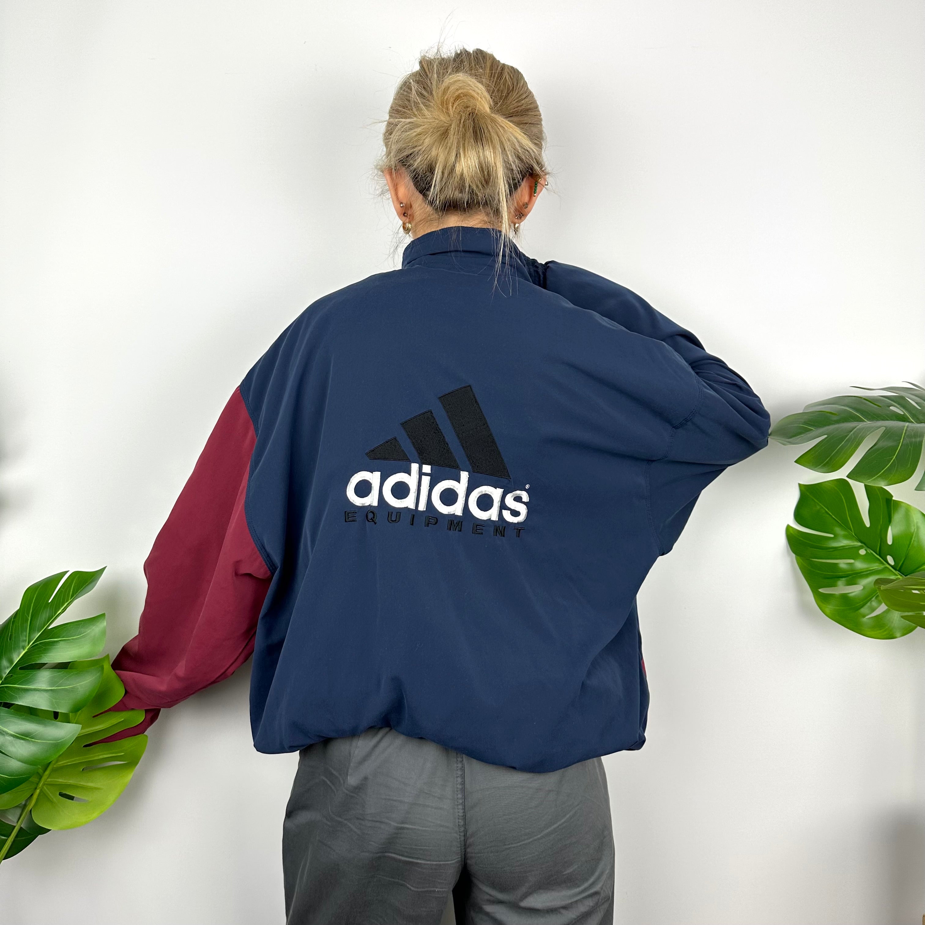 Adidas Equipment RARE Navy & Maroon Embroidered Spell Out Padded Jacket (XL)