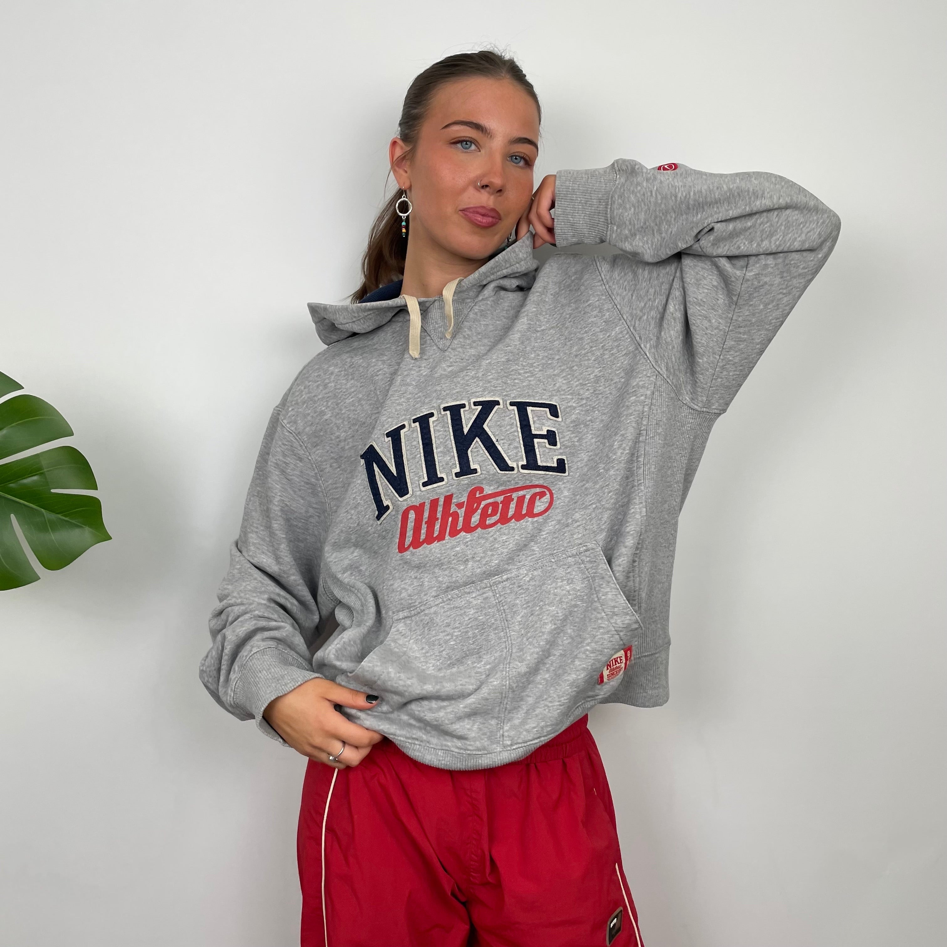 Nike Grey Embroidered Spell Out Hoodie (L)