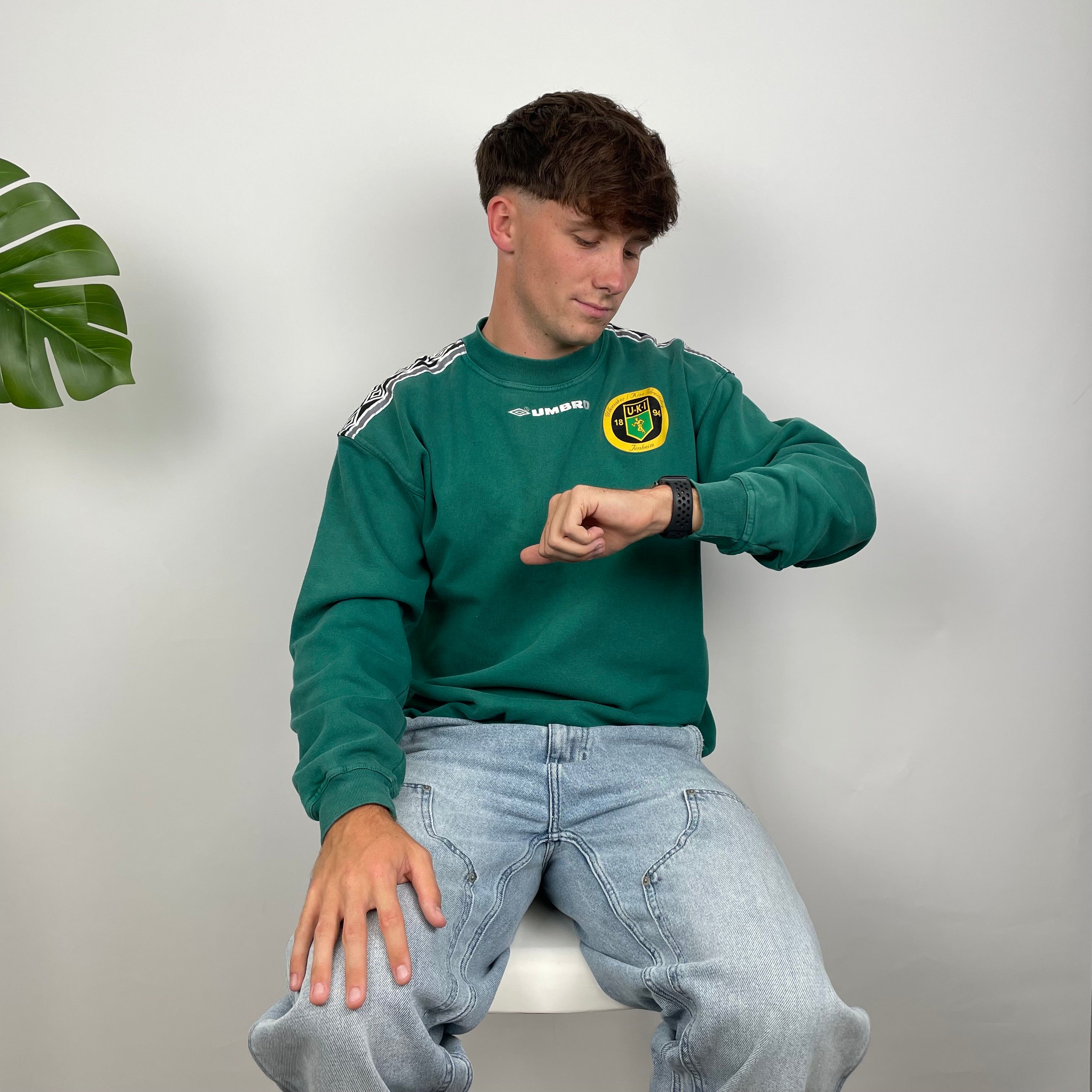 Umbro RARE Green Embroidered Spell Out Sweatshirt (S)