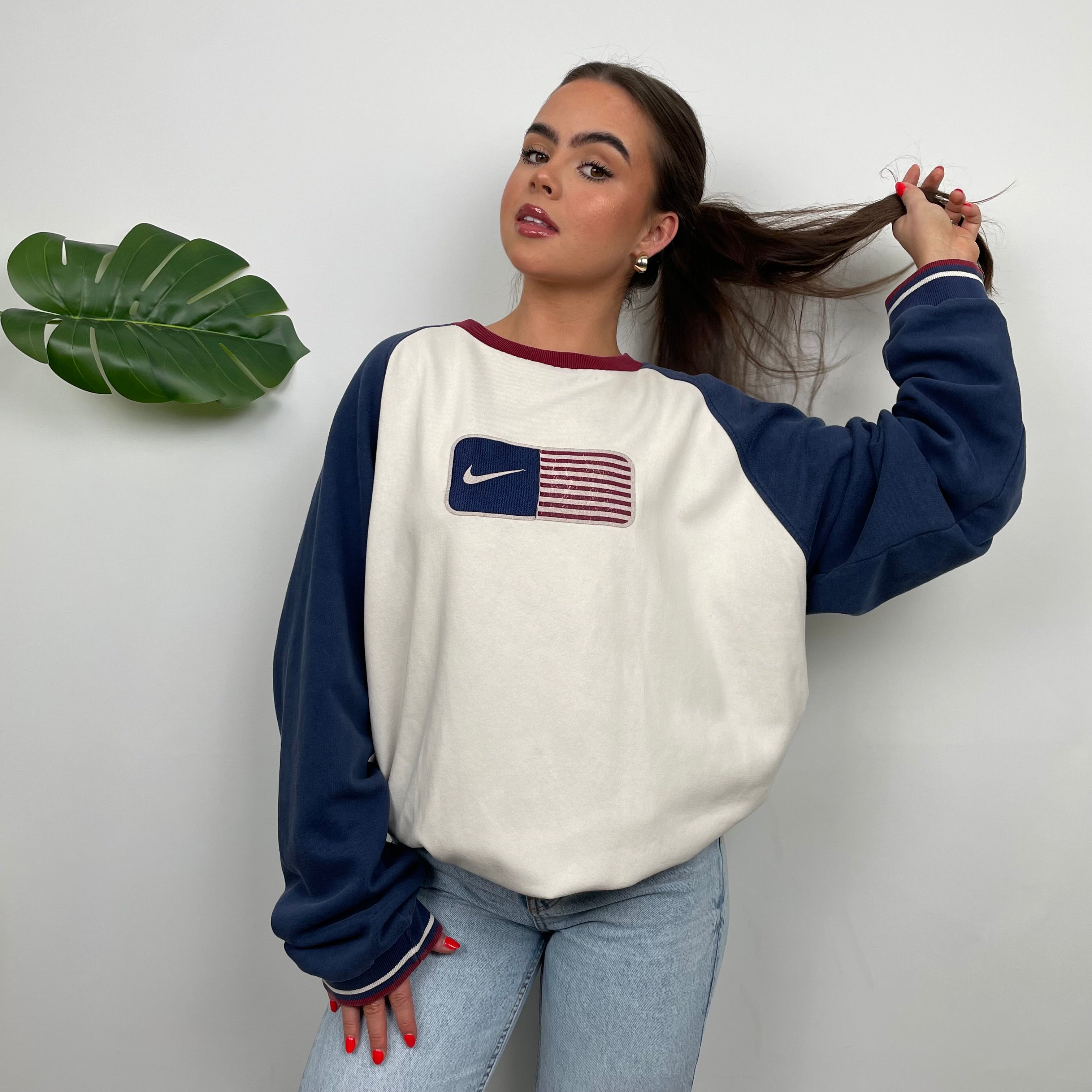 Nike X USA White Embroidered Spell Out Sweatshirt (L)