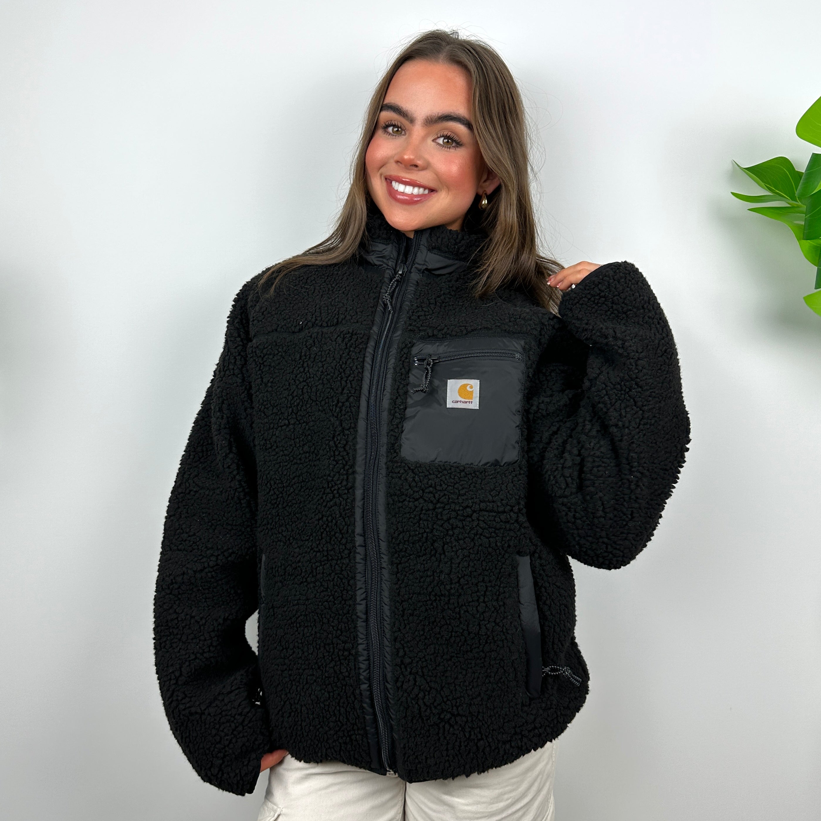 Carhartt Black Teddy Bear Sherpa Fleece Zip Up Jacket (M)