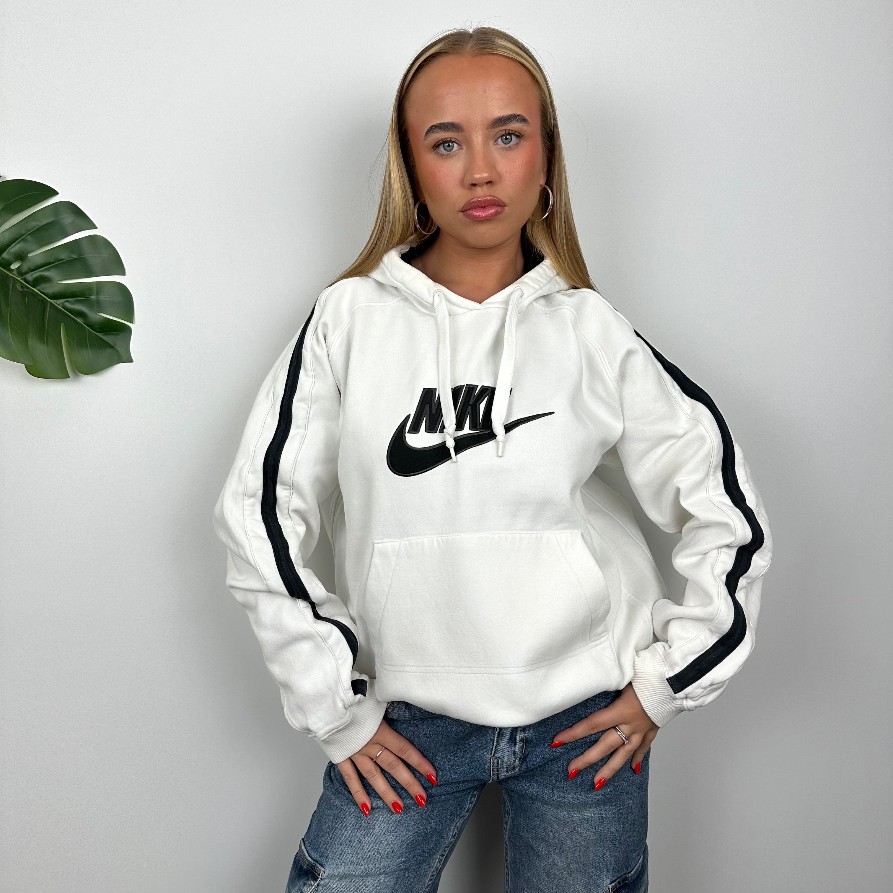 Nike RARE White Embroidered Spell out Hoodie (L)