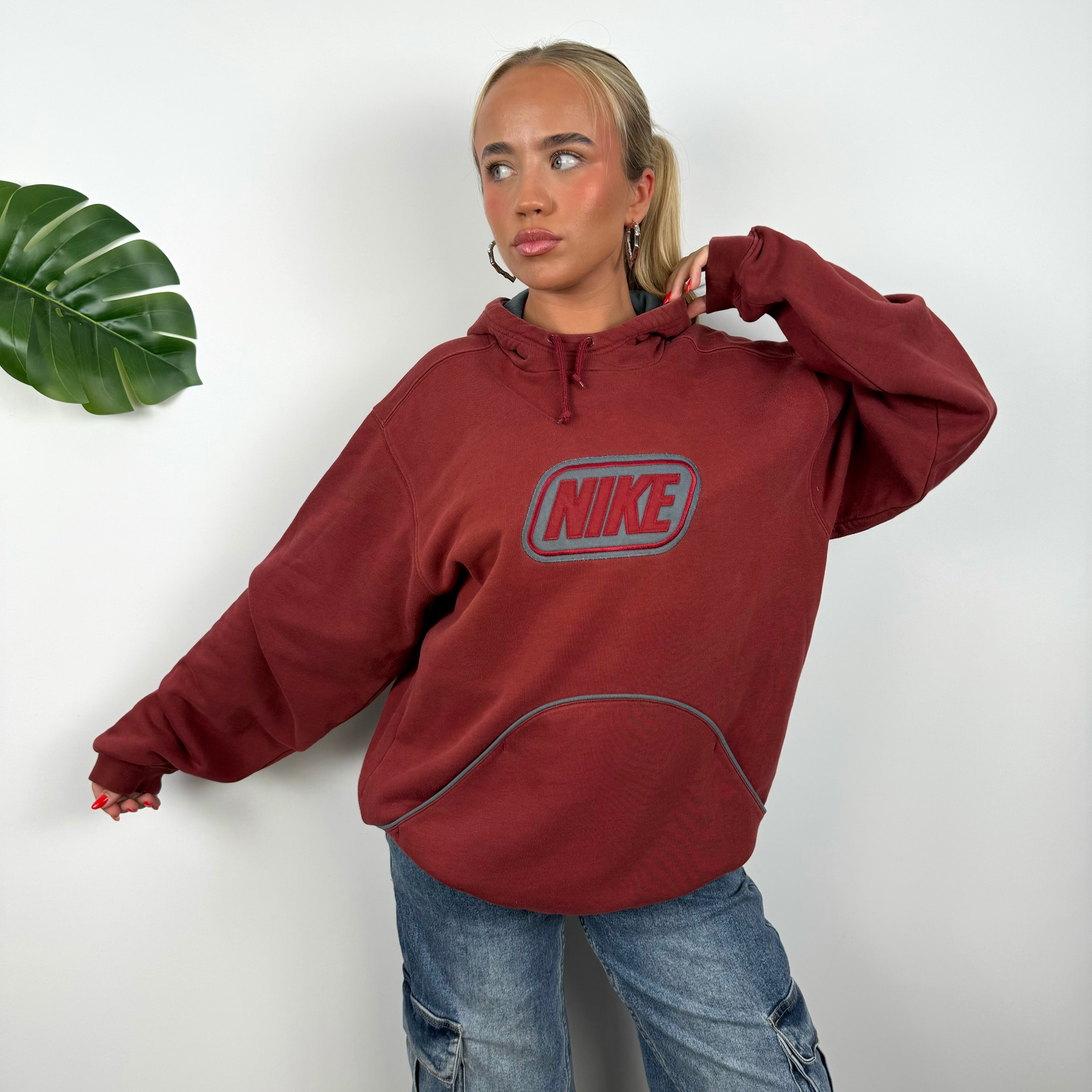 Nike Red Embroidered Spell Out Hoodie (M)