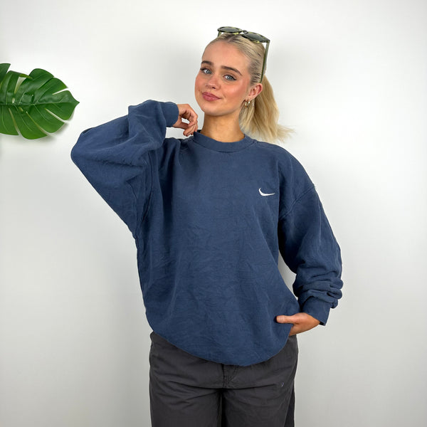 Nike Navy Embroidered Swoosh Sweatshirt (M)