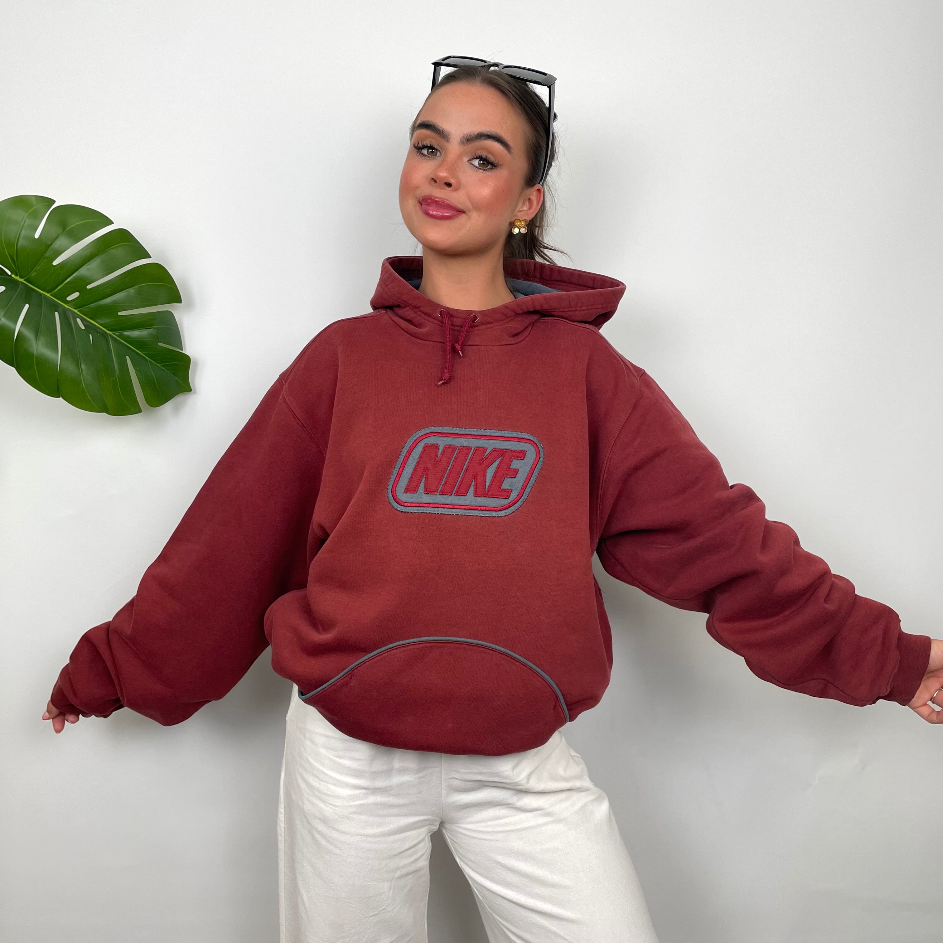 Nike Red Embroidered Spell Out Hoodie (M)