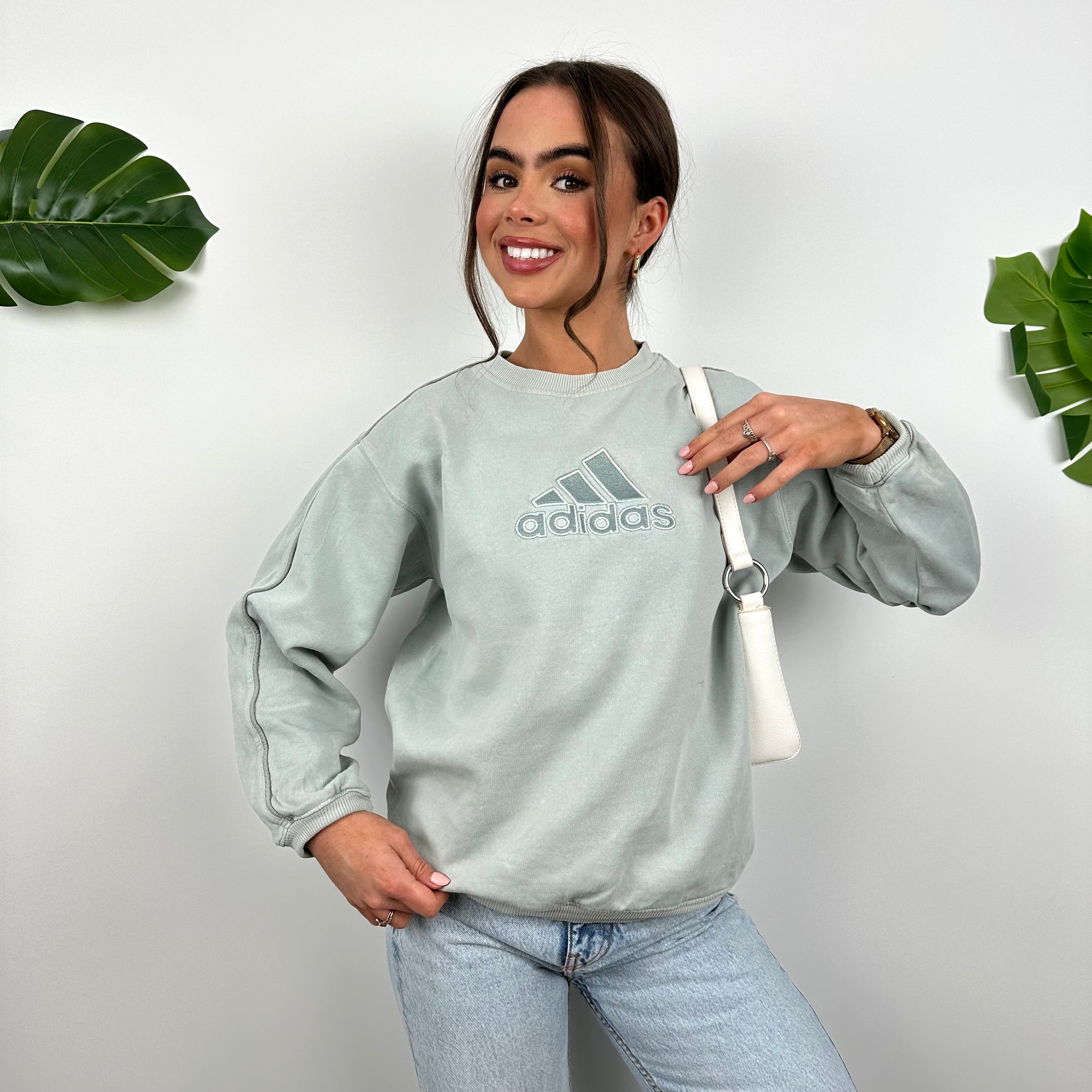 Adidas Baby Blue Embroidered Spell Out Sweatshirt (S)