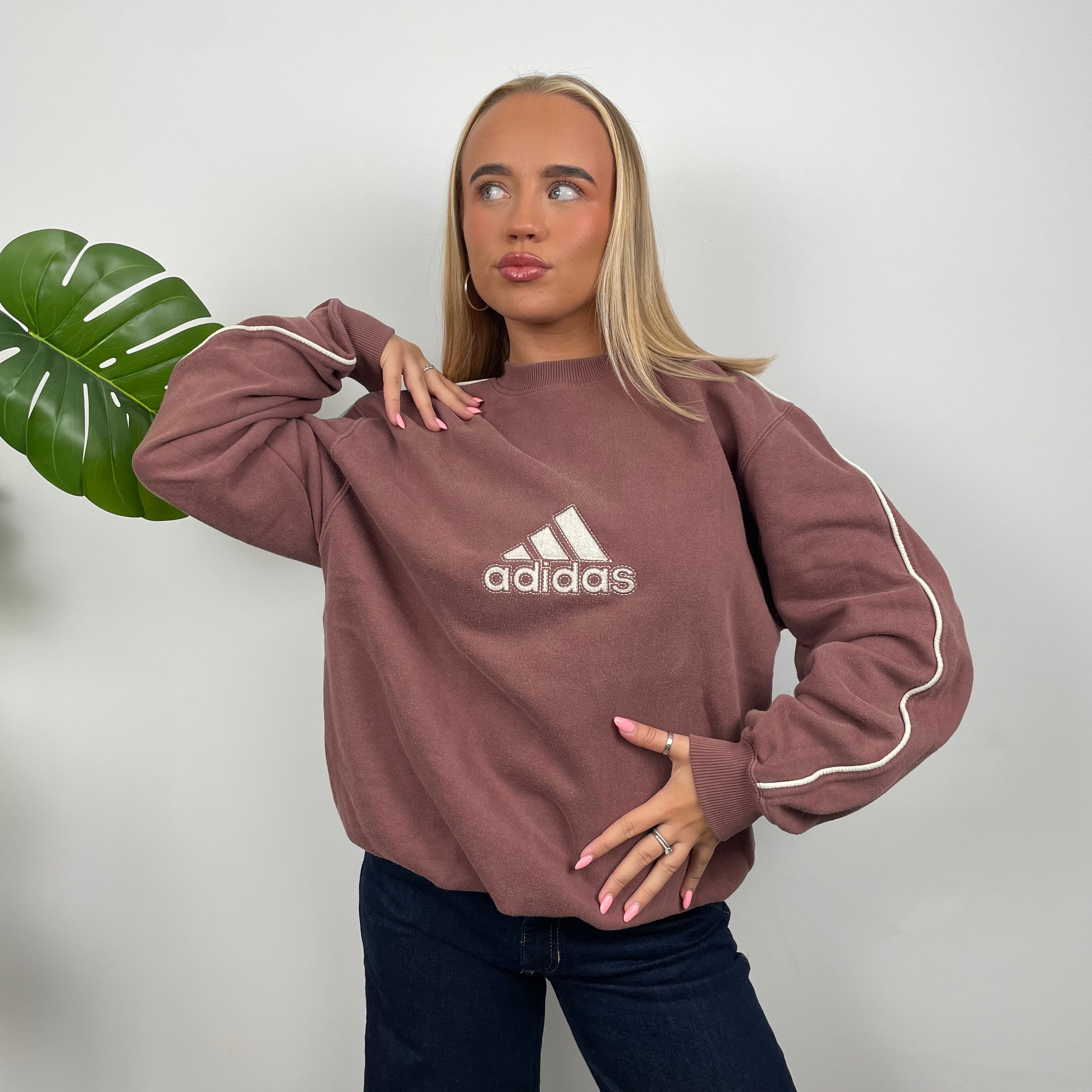 Adidas Maroon Embroidered Spell Out Sweatshirt (L)