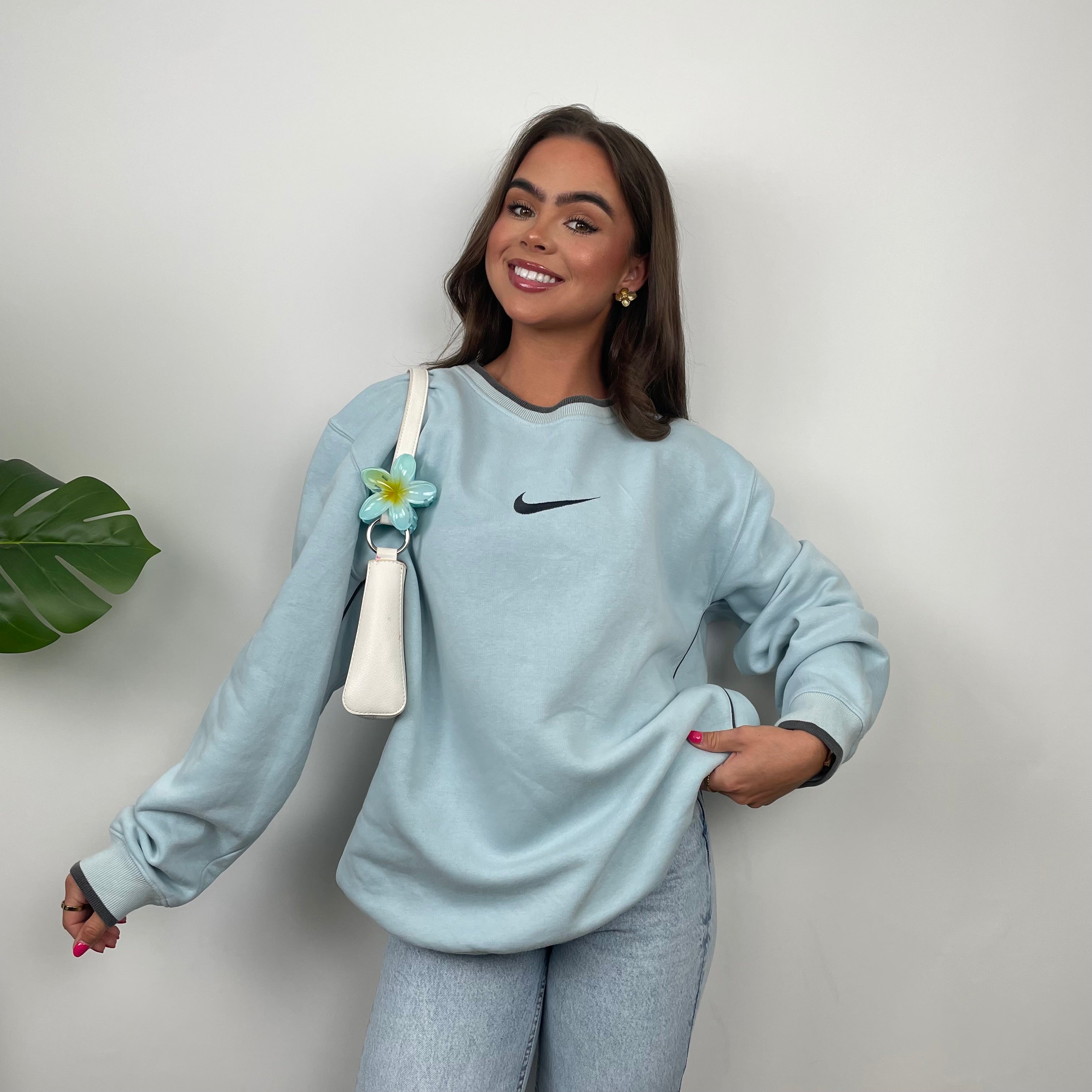 Nike Baby Blue Embroidered Swoosh Sweatshirt (L)