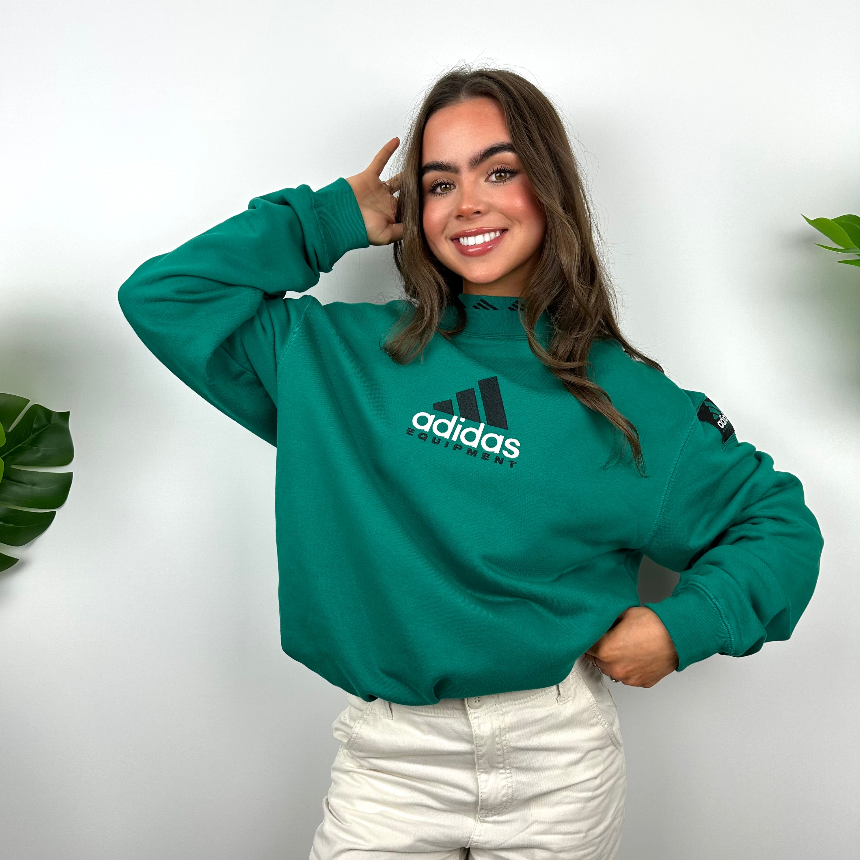 Adidas Equipment Green Embroidered Spell Out Sweatshirt (XL)