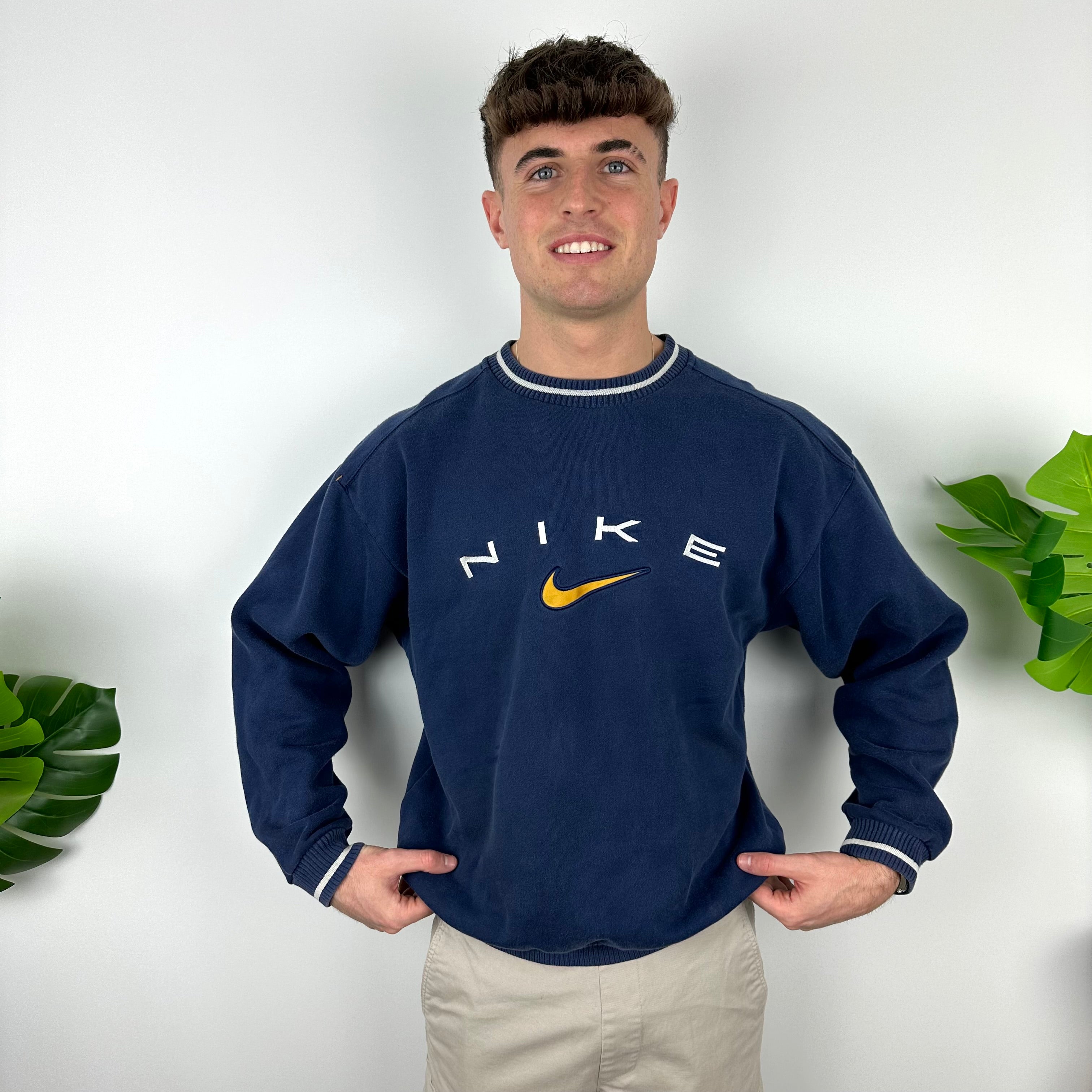 Nike Navy Embroidered Spell Out Sweatshirt (M)