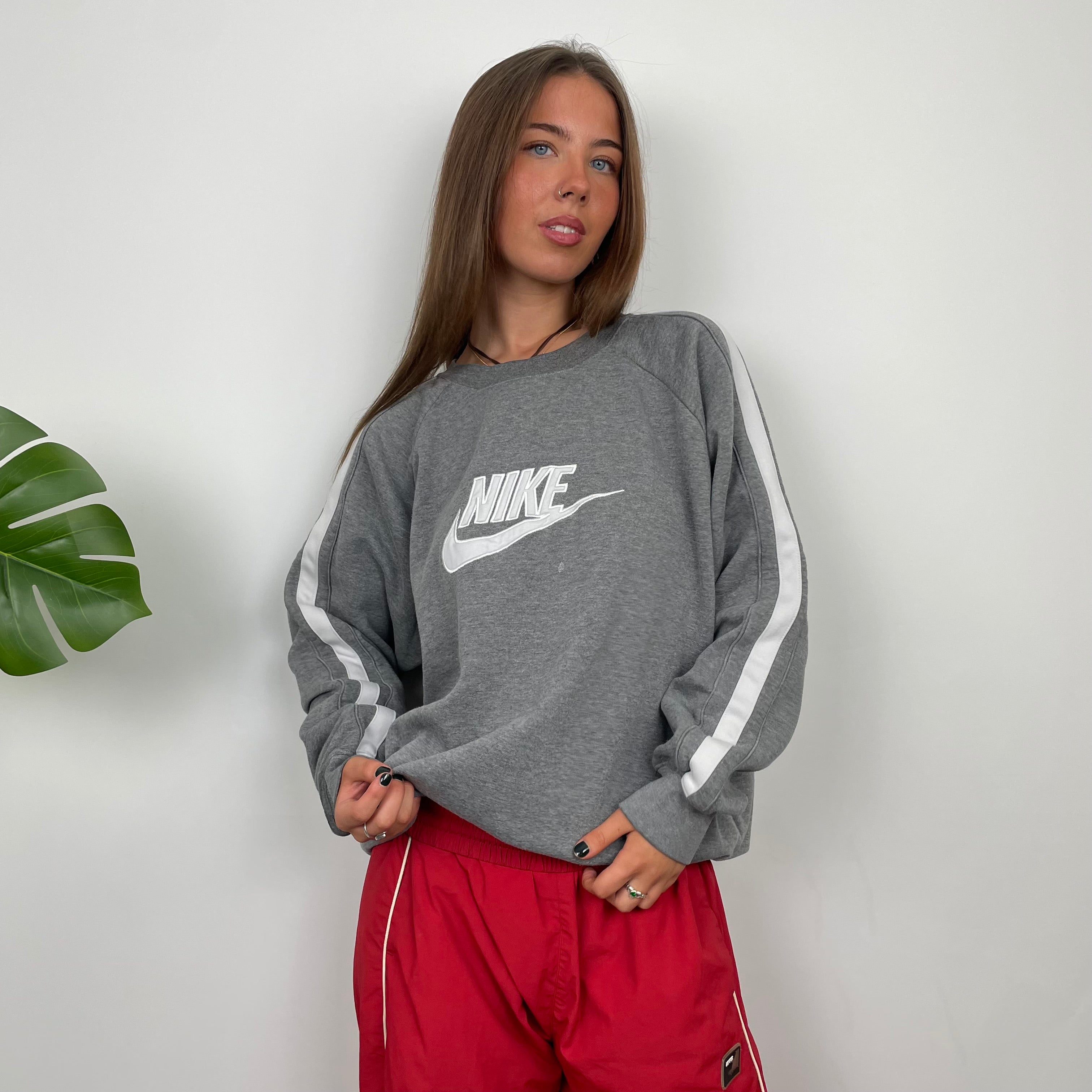 Nike Grey Embroidered Spell Out Sweatshirt (M)