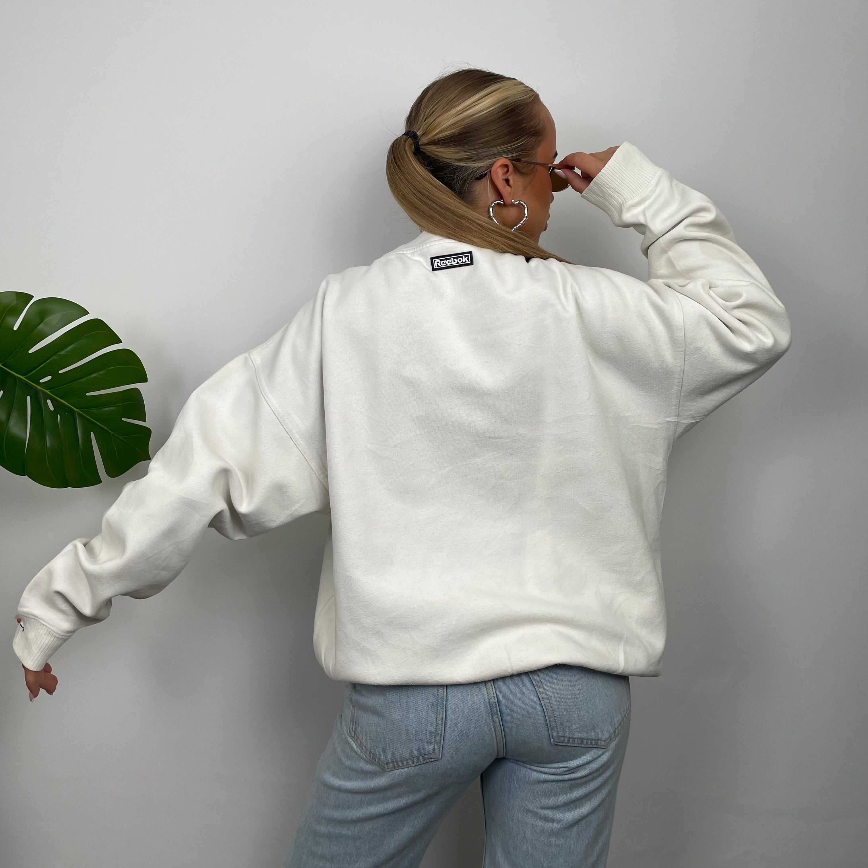 Adidas White Embroidered Spell Out Sweatshirt (M)