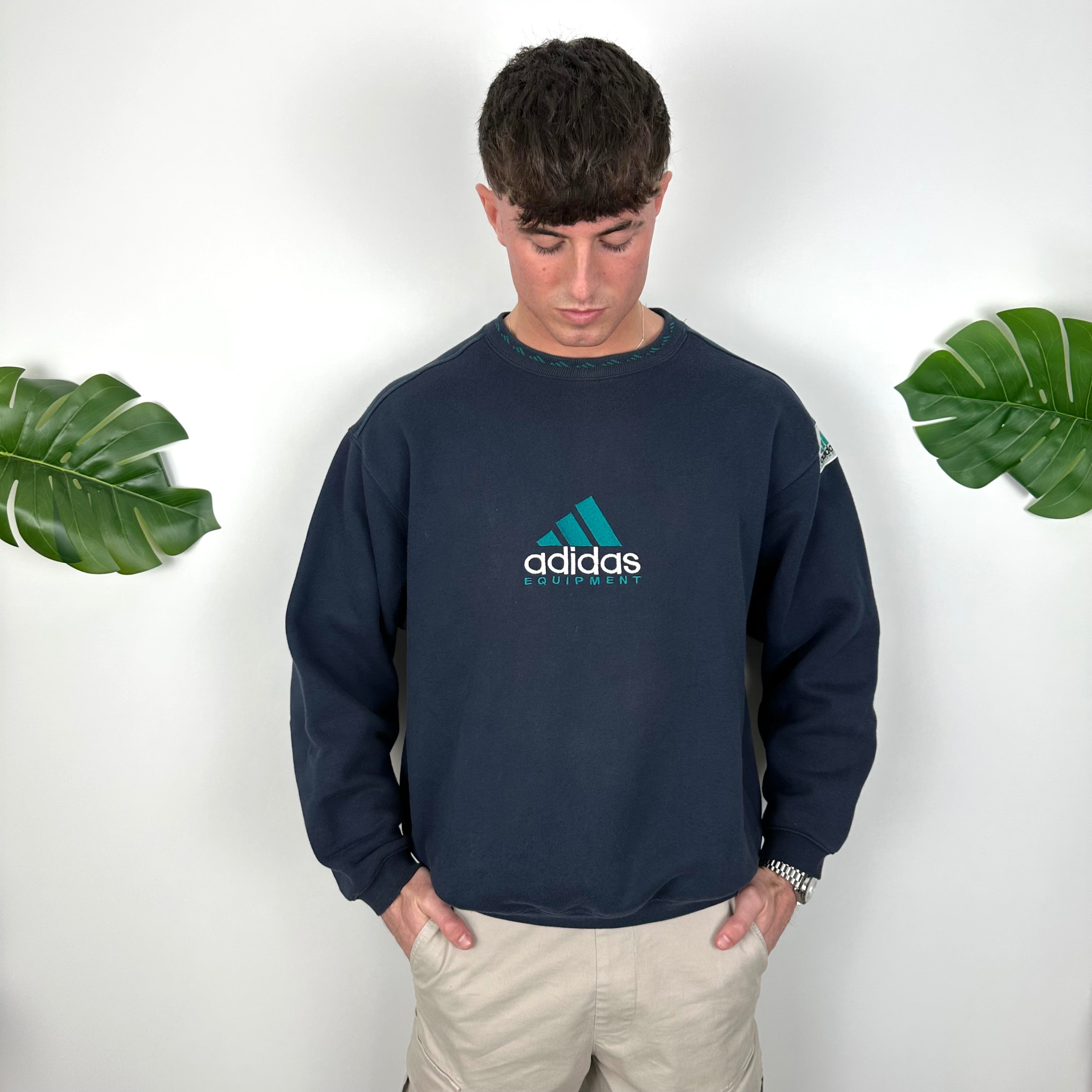 Adidas Equipment Navy Embroidered Spell Out Sweatshirt (M)