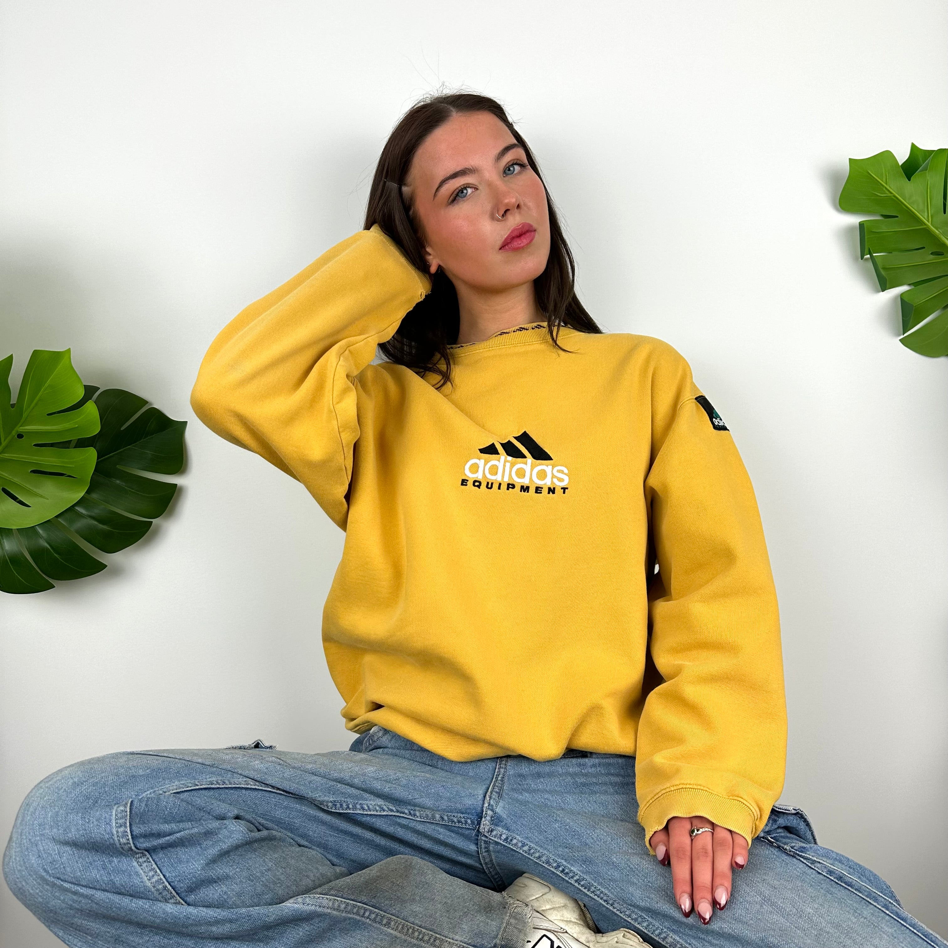 Adidas Equipment EQT RARE Yellow Embroidered Spell Out Sweatshirt (L)