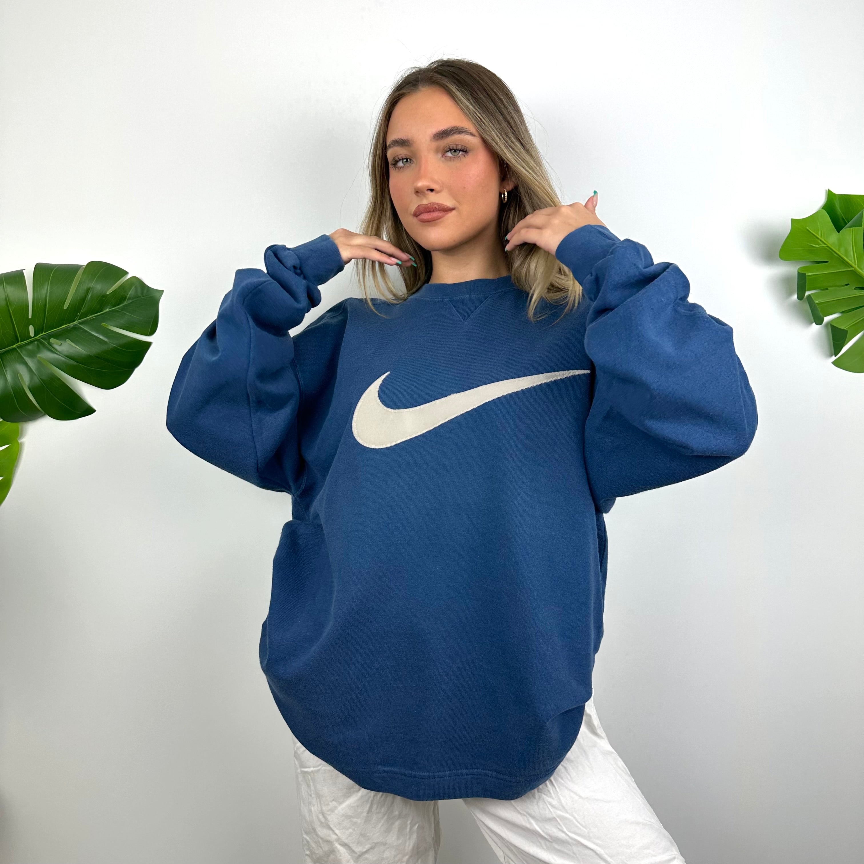 Nike Blue Embroidered Swoosh Sweatshirt (M)