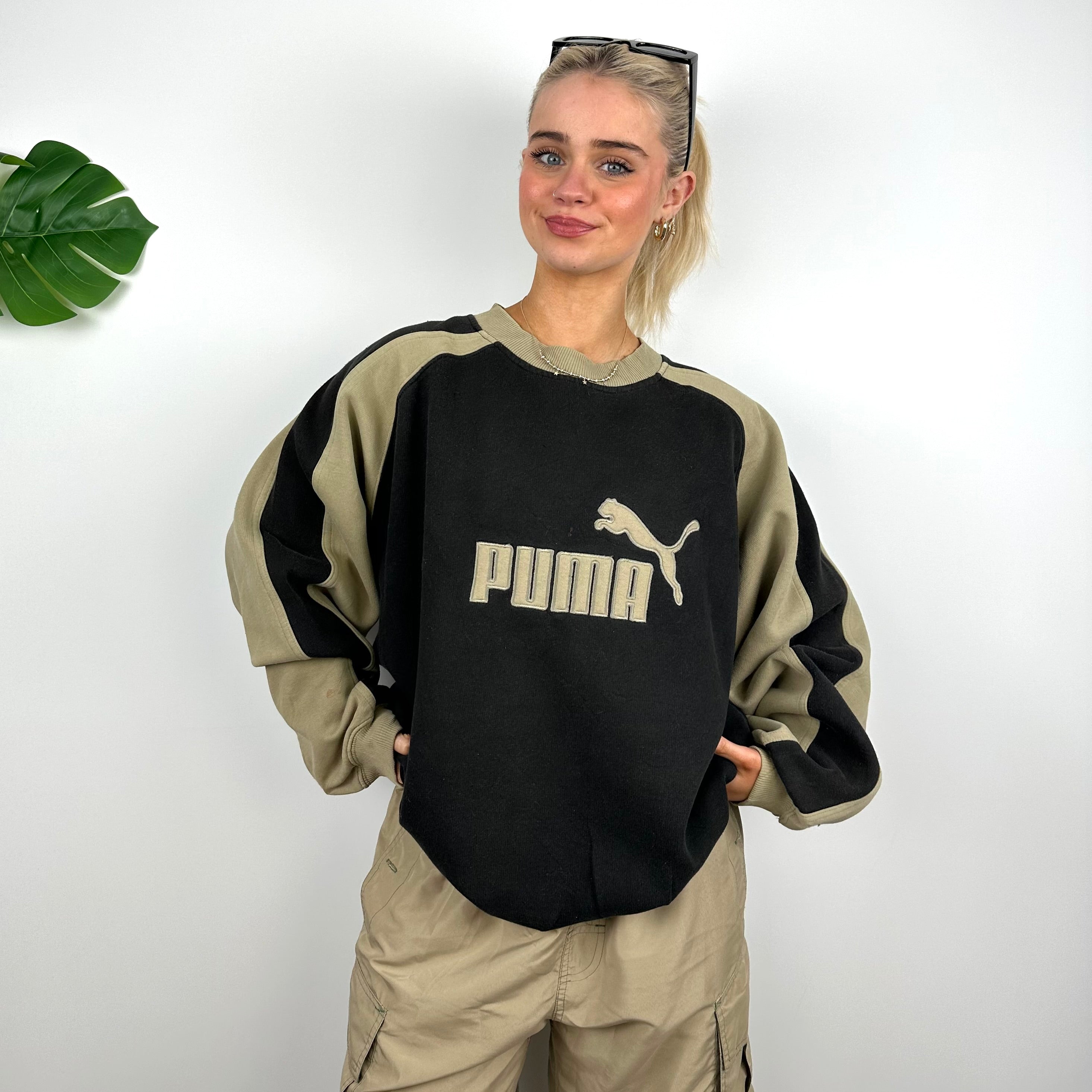 Puma Black Embroidered Spell Out Sweatshirt (M)