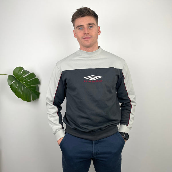 Umbro Navy and Grey  Embroidered Spell Out Sweatshirt (M)