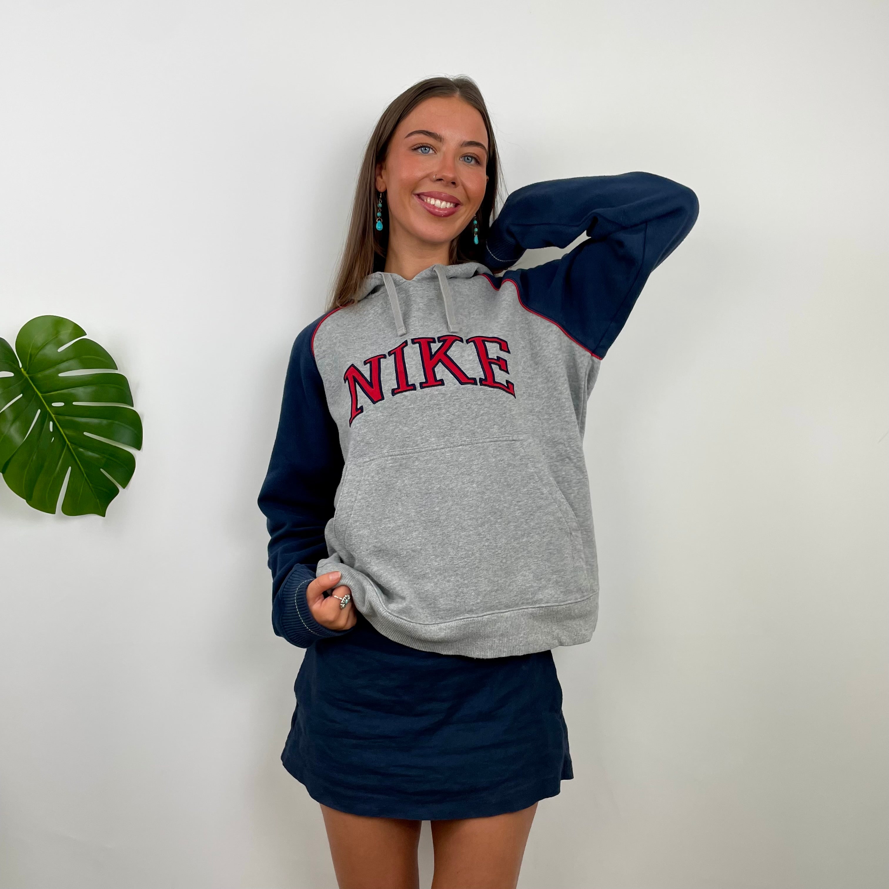 Nike Grey Embroidered Spell Out Hoodie (S)