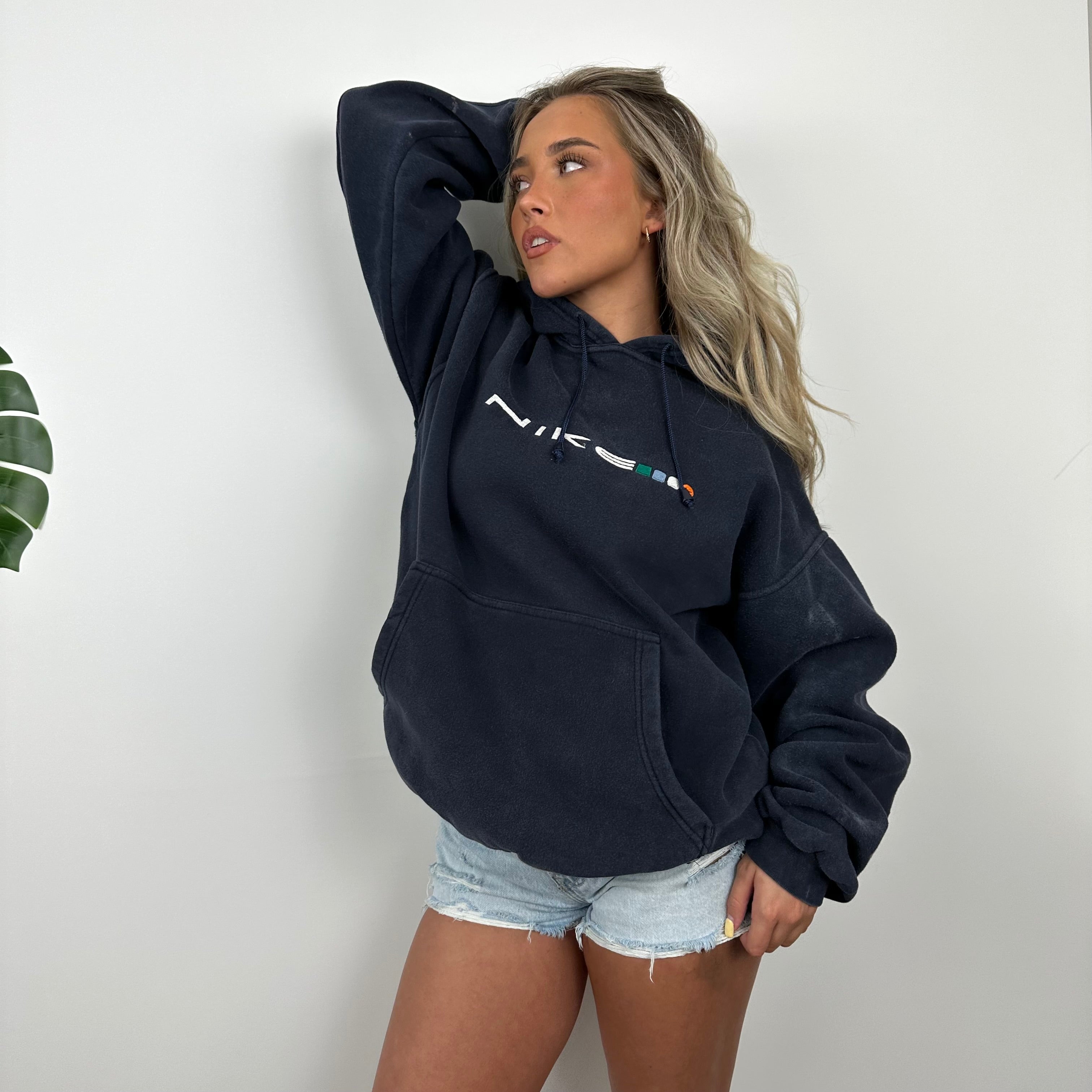 Nike Navy Embroidered Spell Out Hoodie (M)