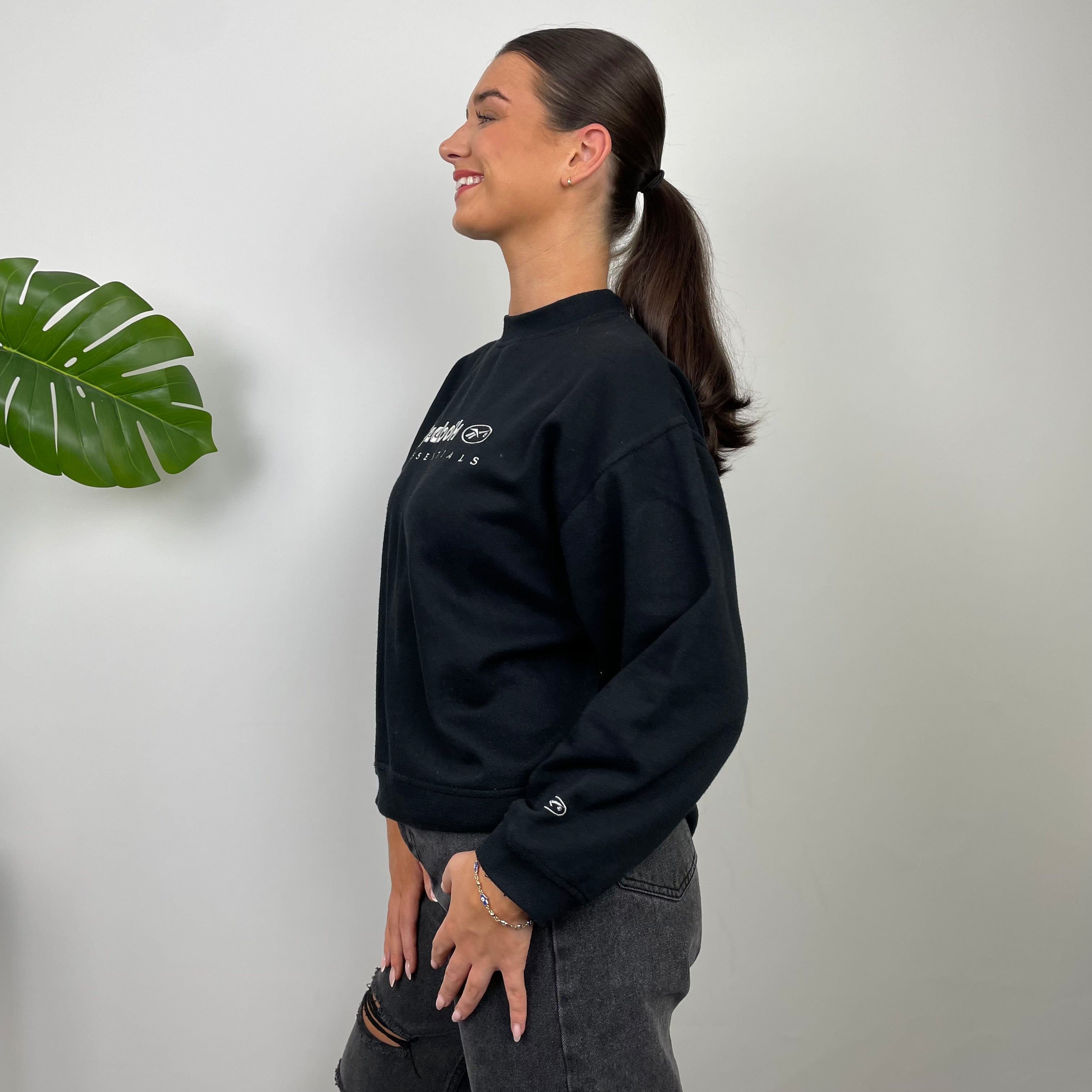 Reebok Black Embroidered Spell Out Sweatshirt (S)