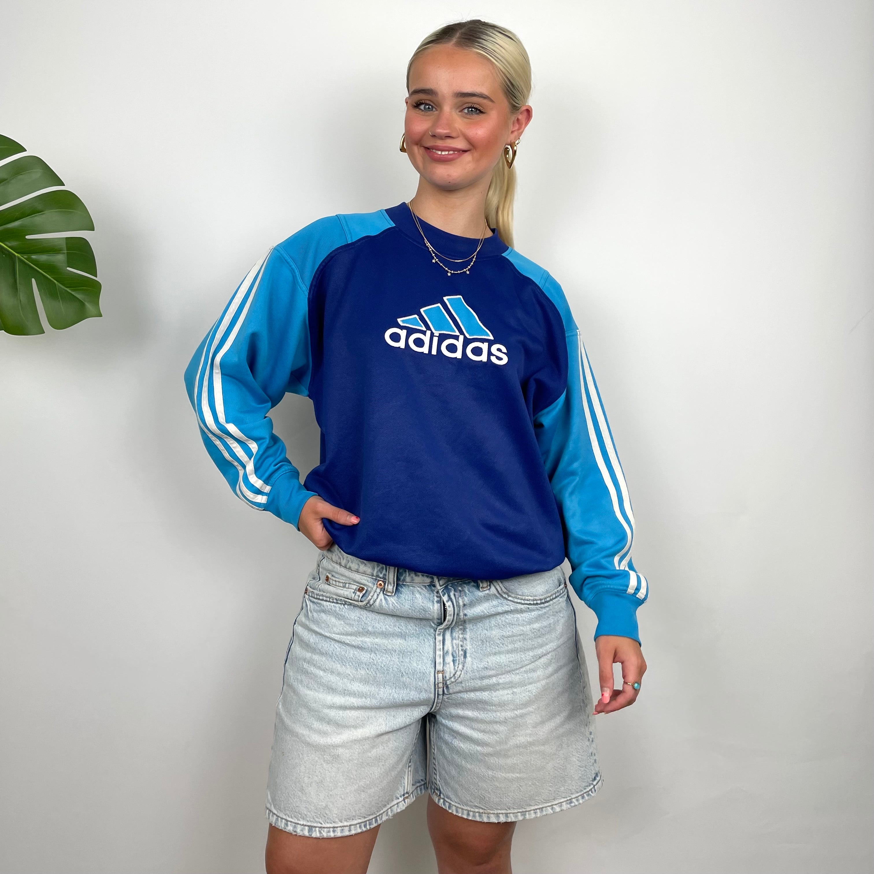 Adidas Navy Embroidered Spell Out Sweatshirt (S)