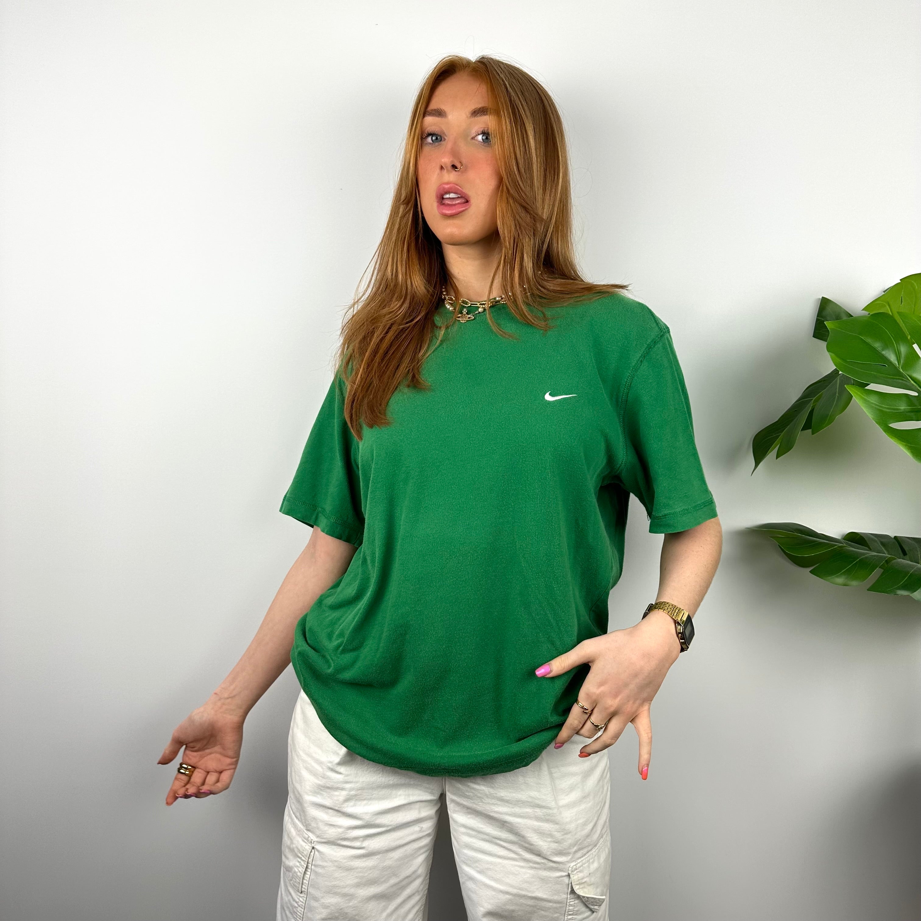 Nike RARE Green Embroidered Swoosh T Shirt (M)