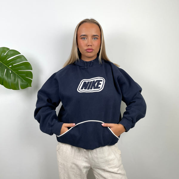 Nike Navy Embroidered Spell Out Hoodie (M)