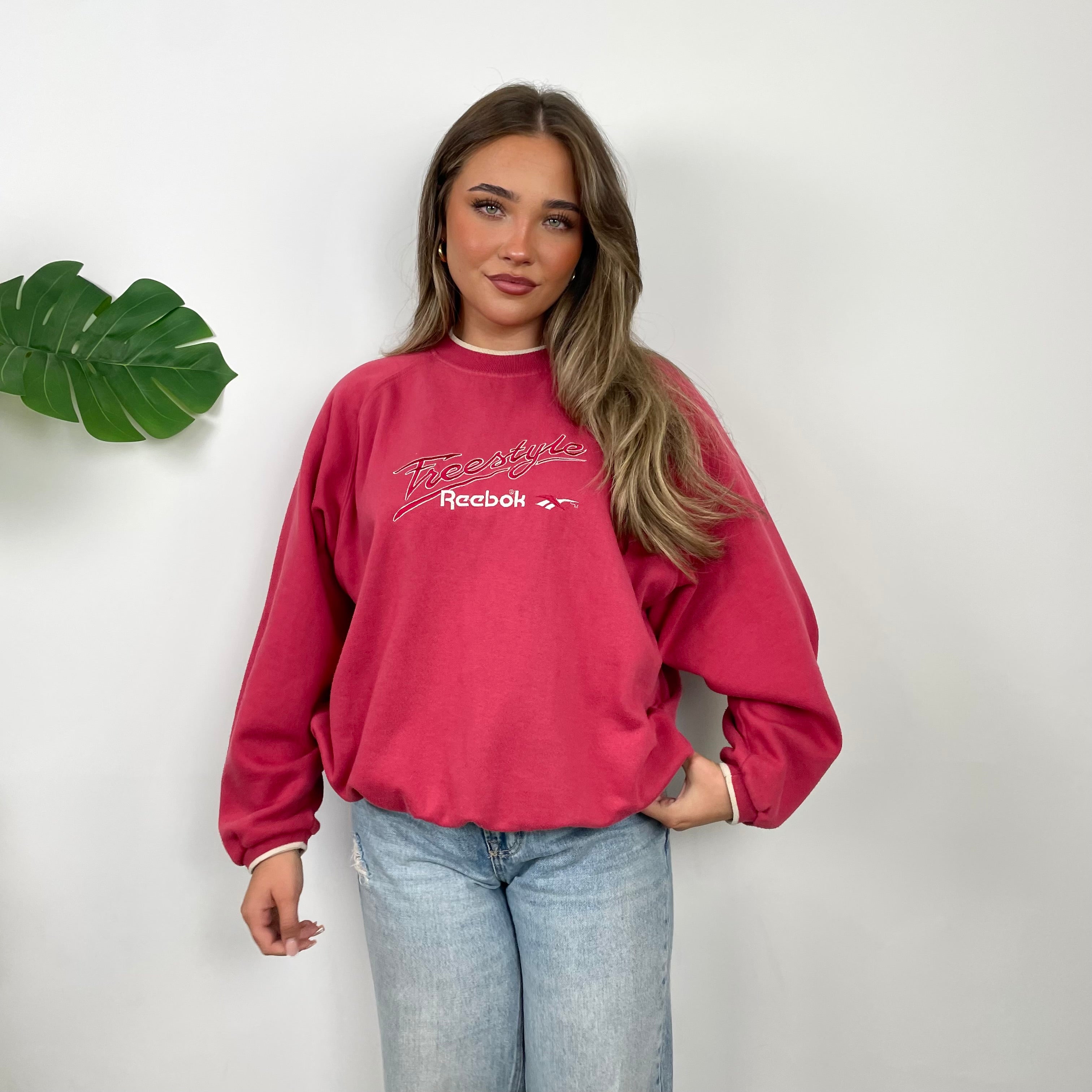 Reebok Freestyle Red Embroidered Spell Out Sweatshirt (M)