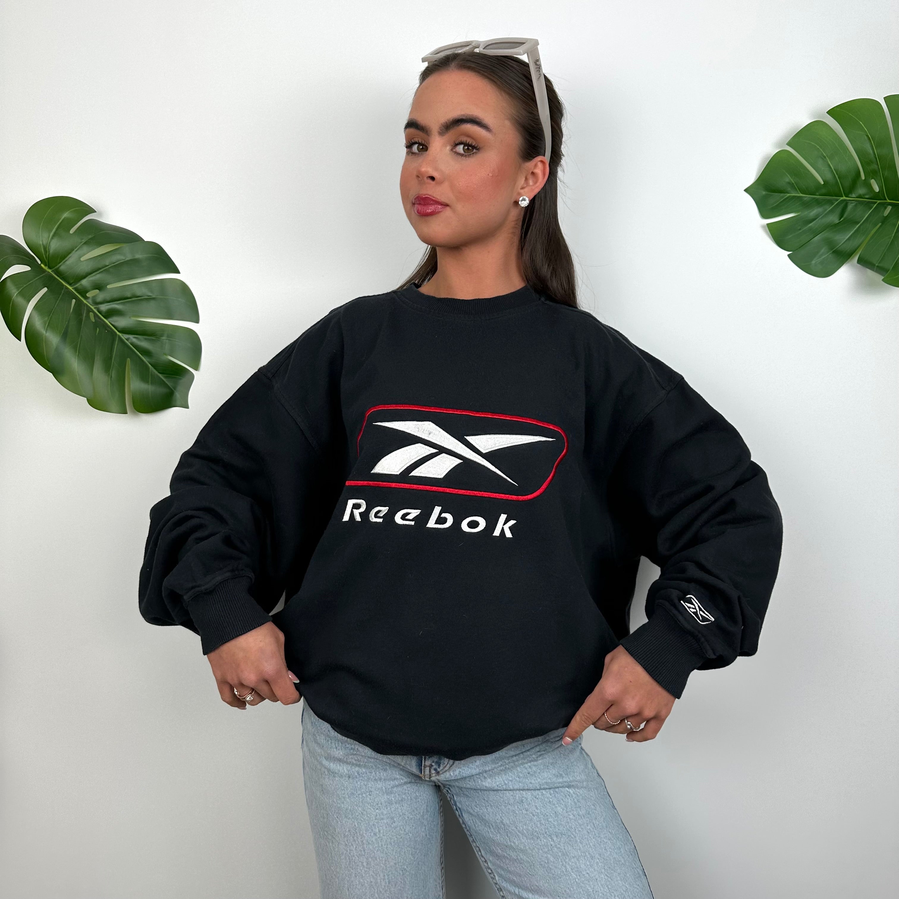 Reebok Navy Embroidered Spell Out Sweatshirt (XL)