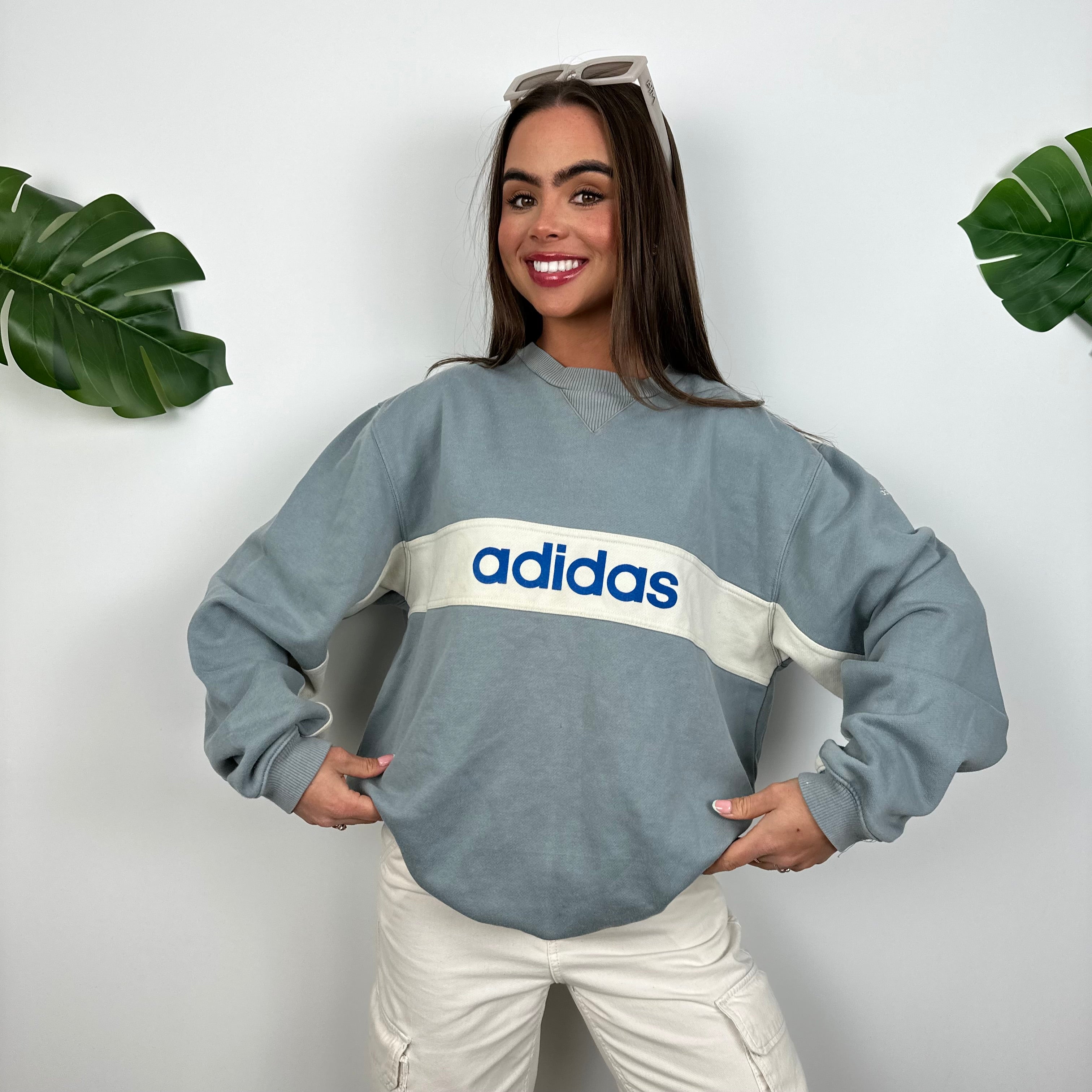 Adidas Dusty Blue Spell Out Sweatshirt (L)