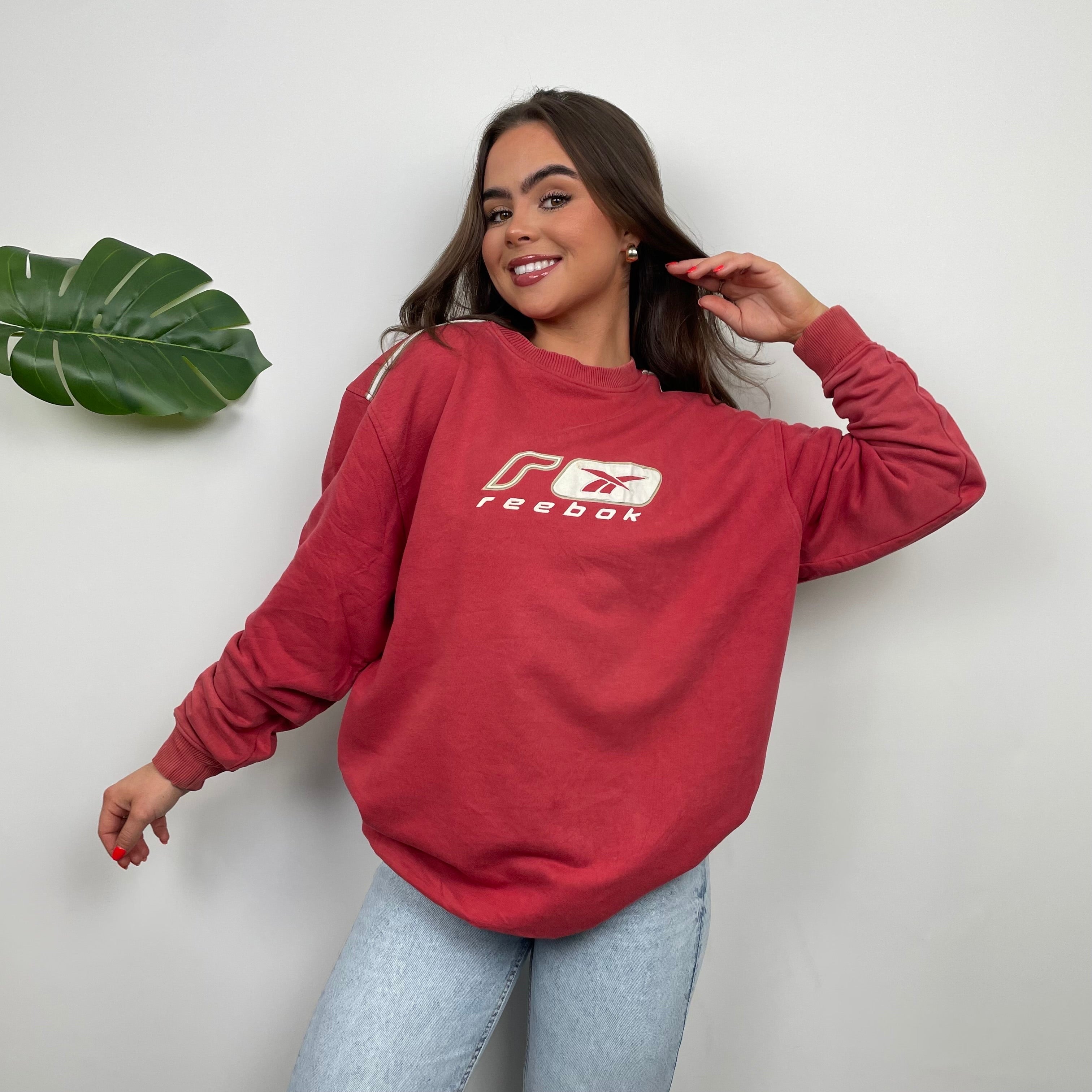 Reebok Red Embroidered Spell Out Sweatshirt (M)