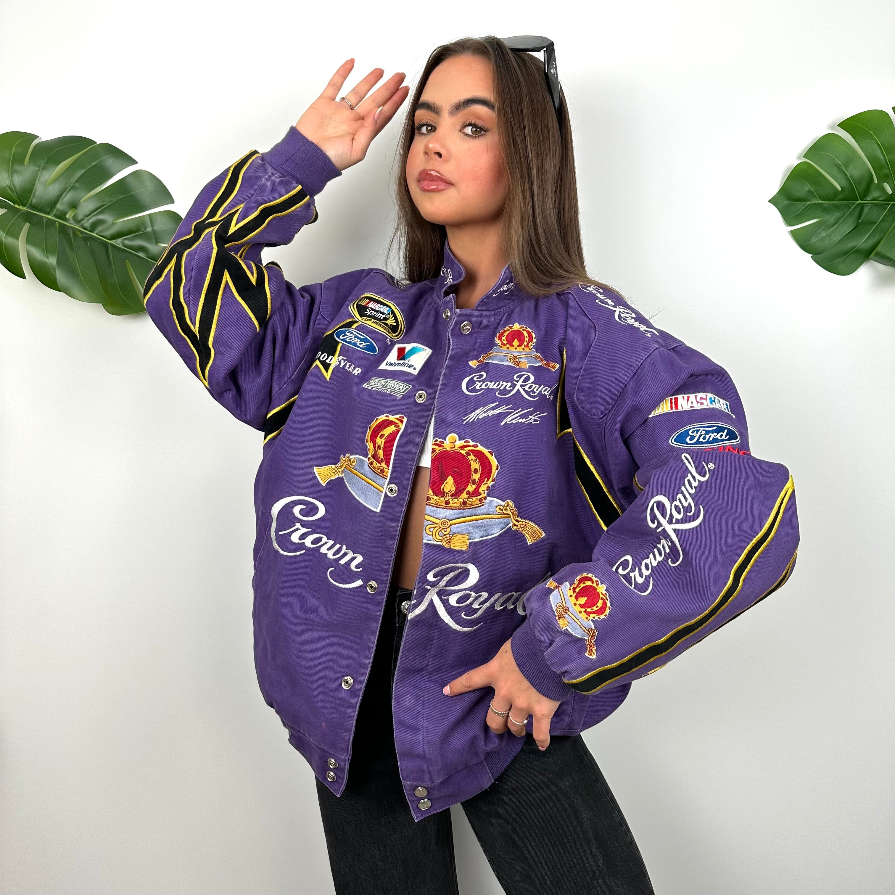 JH Design Crown Royal Purple NASCAR Racing Jacket (M)