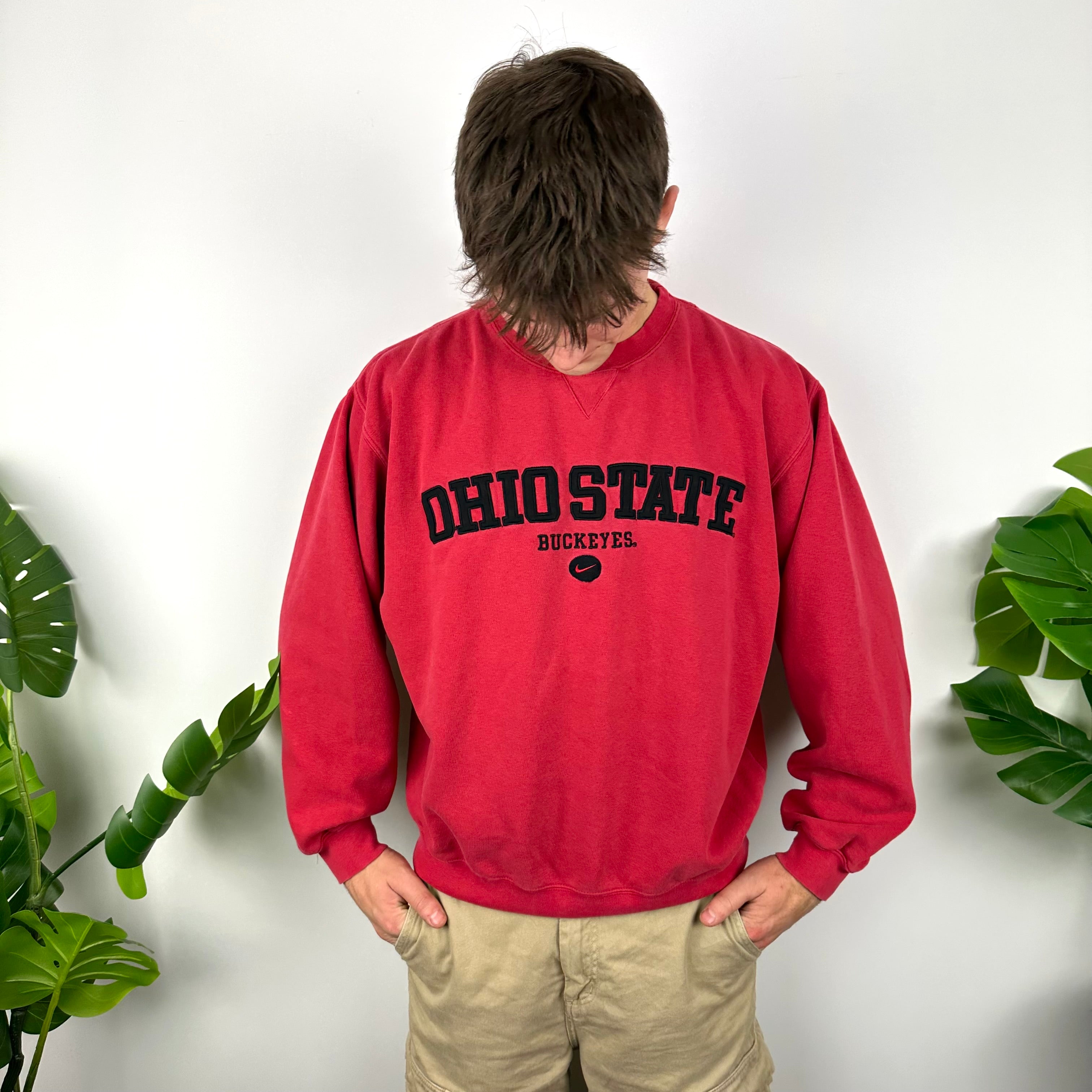 Nike x Ohio State Red Embroidered Spell Out Sweatshirt (M)