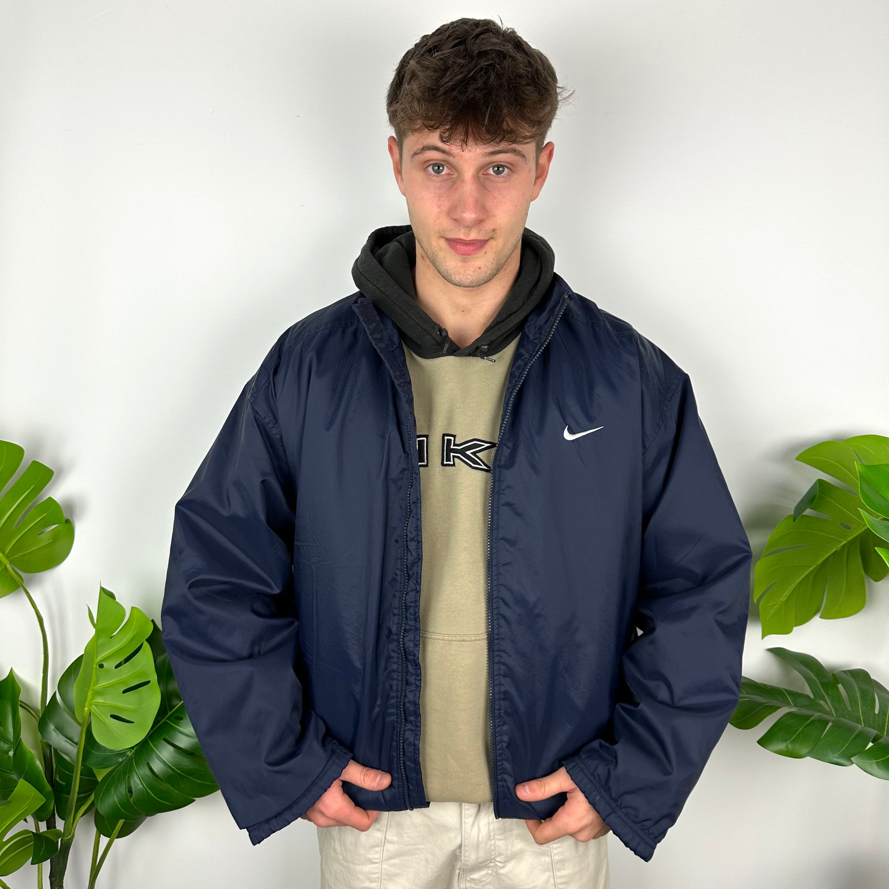 Nike Navy Embroidered Swoosh Padded Jacket (L)