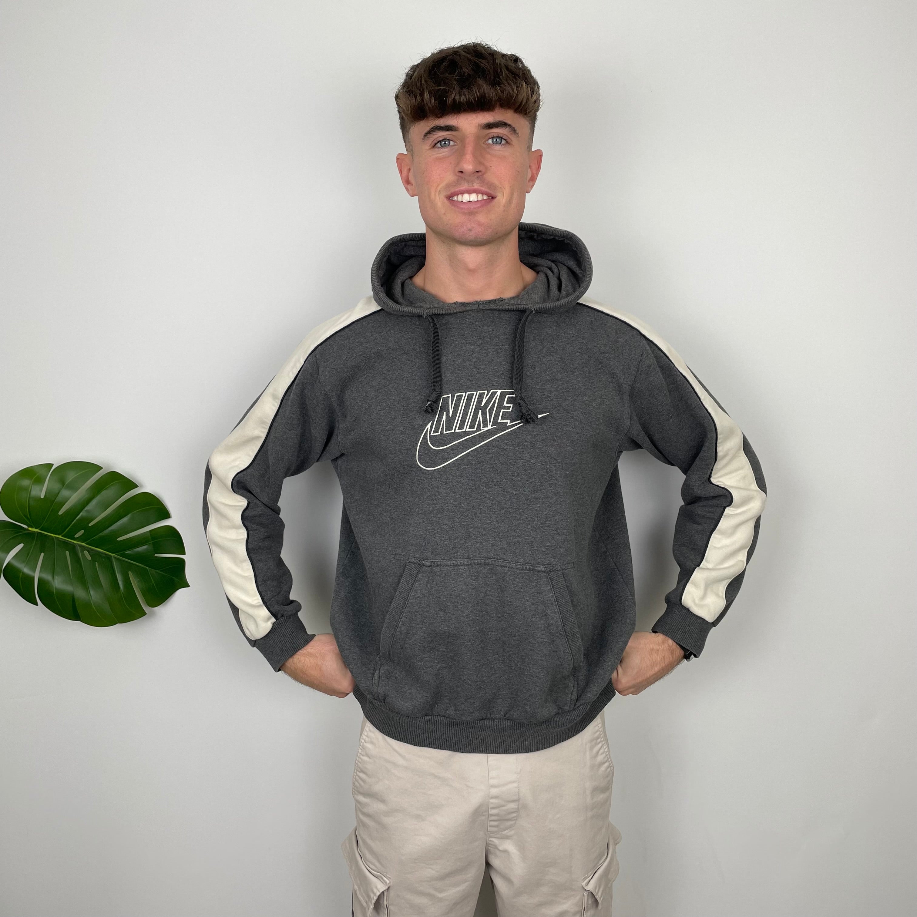 Nike Grey Embroidered Spell Out Hoodie (M)