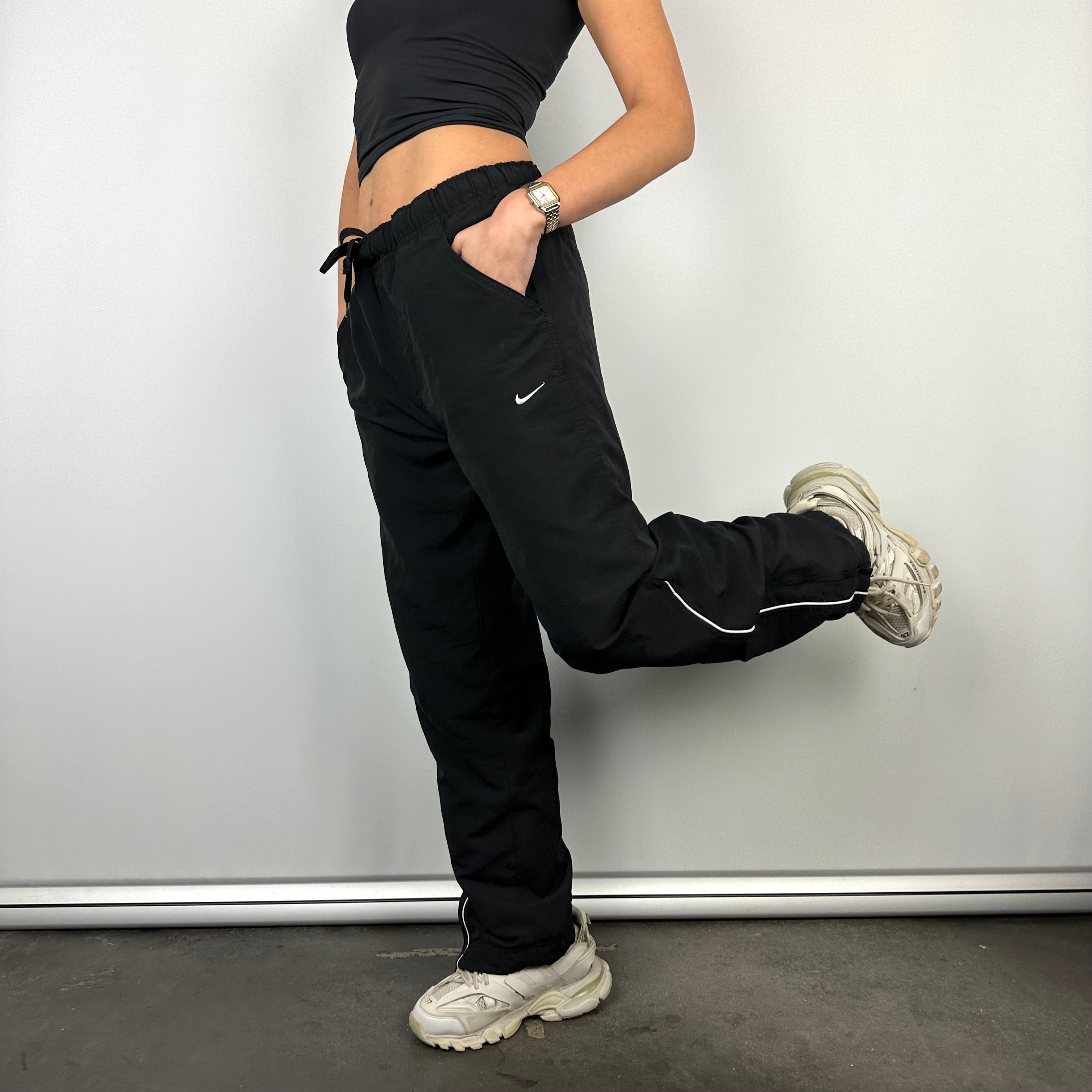 Nike Black Embroidered Swoosh Track Pants (M)