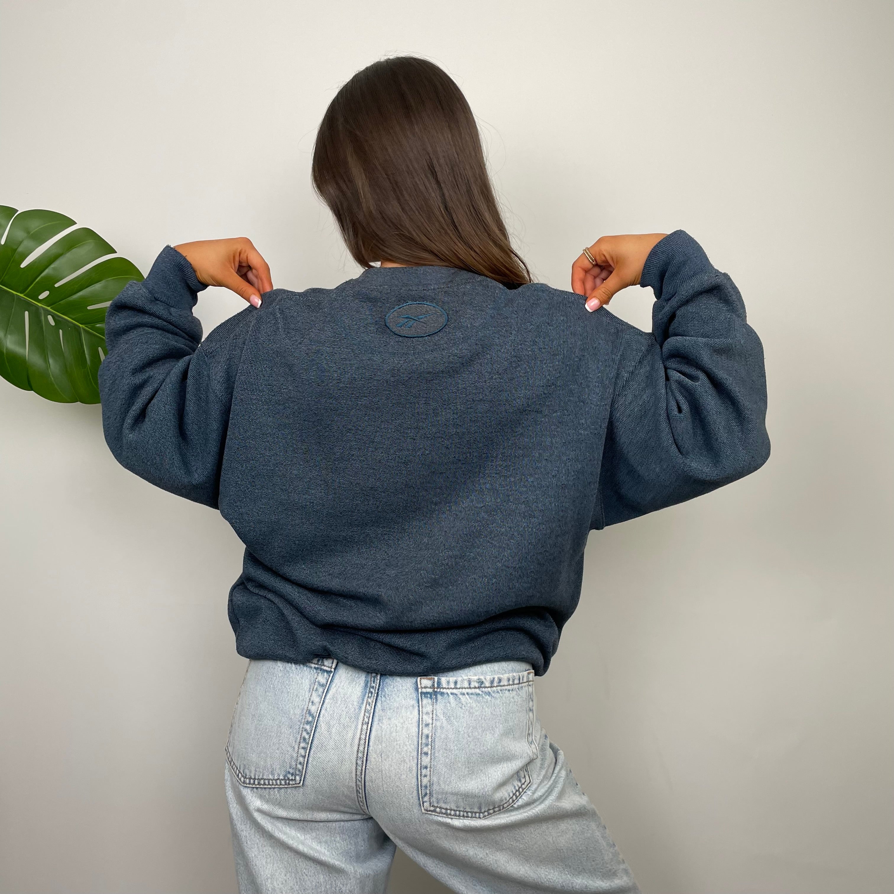 Reebok Blue Embroidered Spell Out Sweatshirt (M)