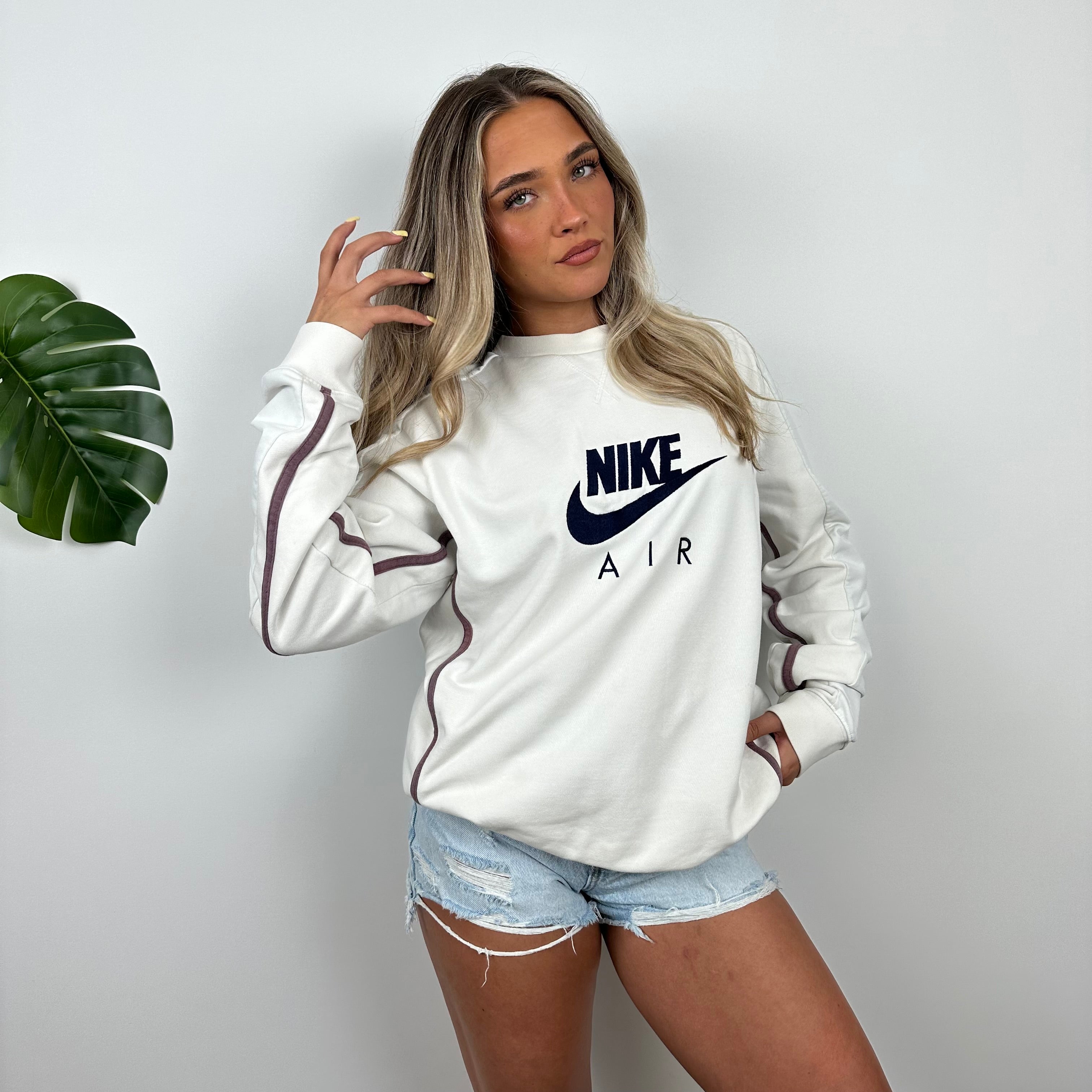 Nike Air White Embroidered Spell Out Sweatshirt (M)